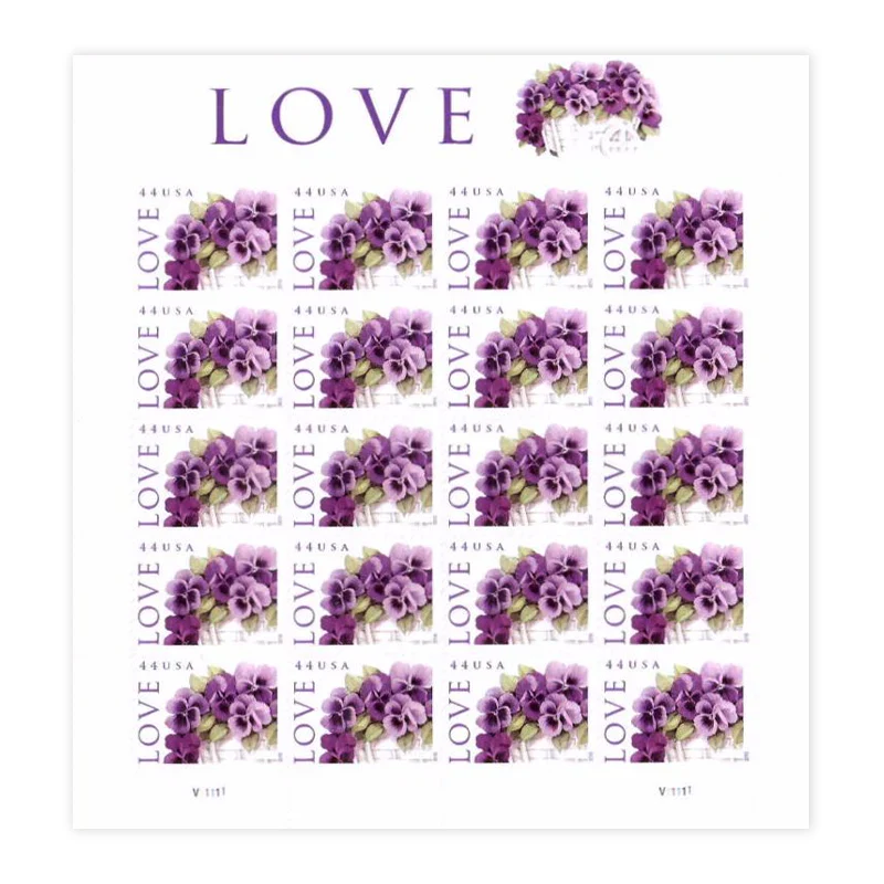 2010 Love Purple Pansy 44¢ First-Class Postage Stamps. Love & Celebration Floral Design