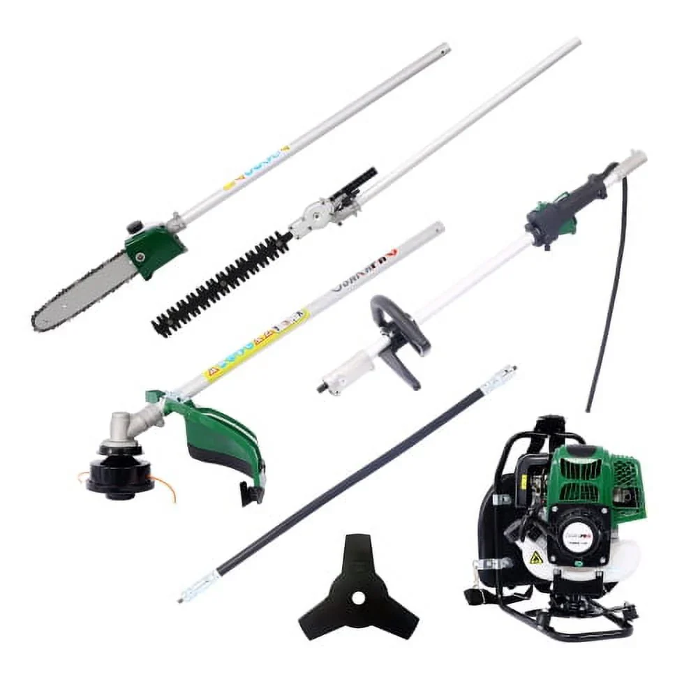 4 in 1 Multi-Functional Trimming Tool, 31CC 4-stroke Garden Tool System with Gas Pole Saw, Hedge Trimmer, Grass Trimmer, and Brush Cutter EPA Compliant