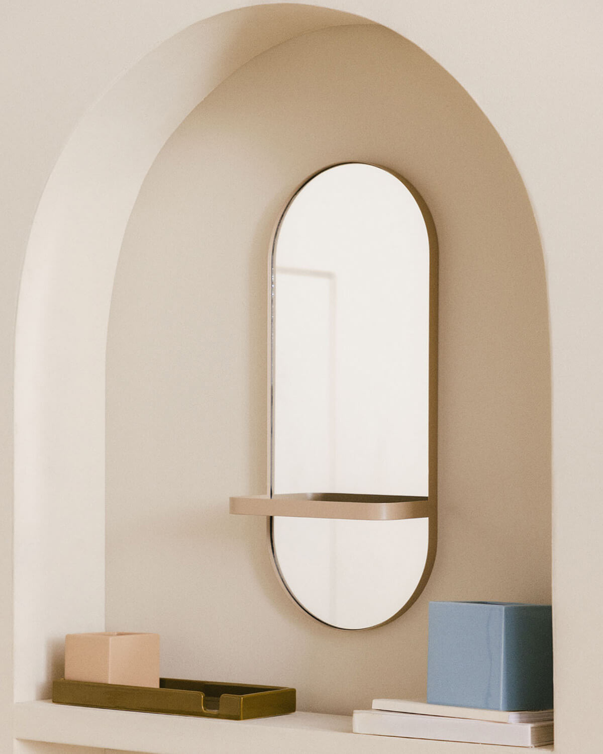 Laiz - Espejo de Pared con Estante de Metal (60x25 cm) Laiz