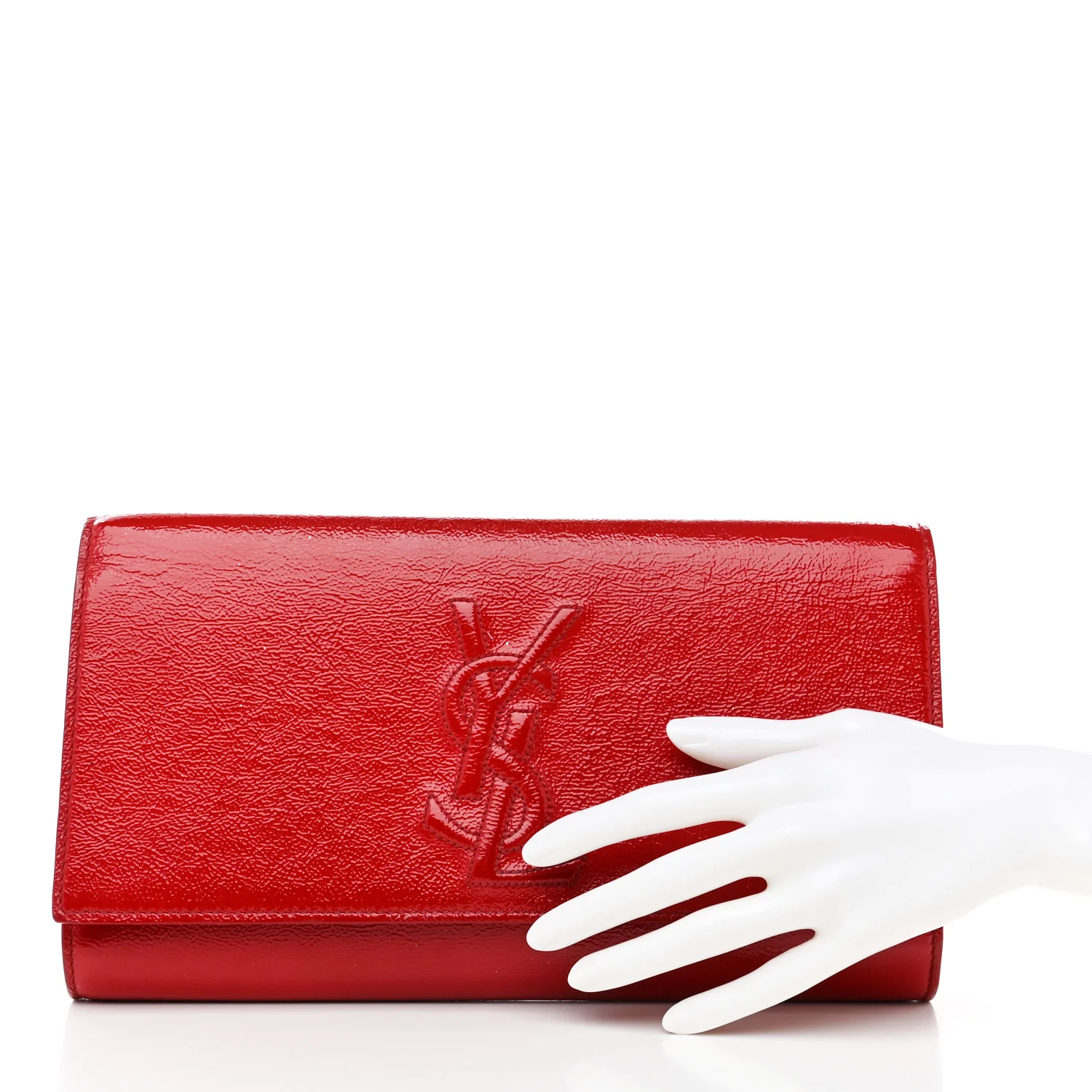 Textured Patent Monogram Large Belle De Jour Clutch Red