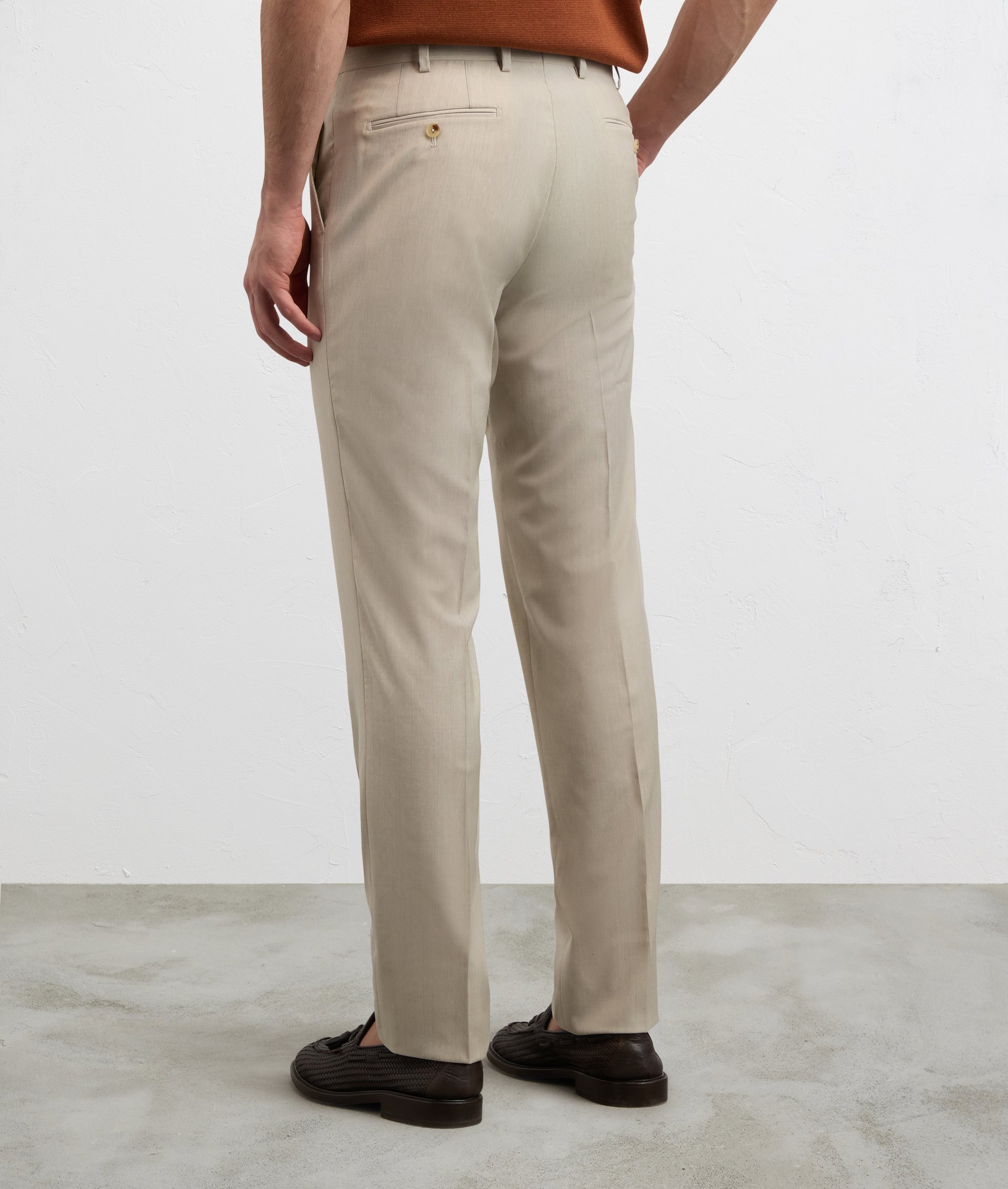 NATURAL MELANGE SOLID COLOR VIRGIN WOOL AND ELASTANE TROUSERS