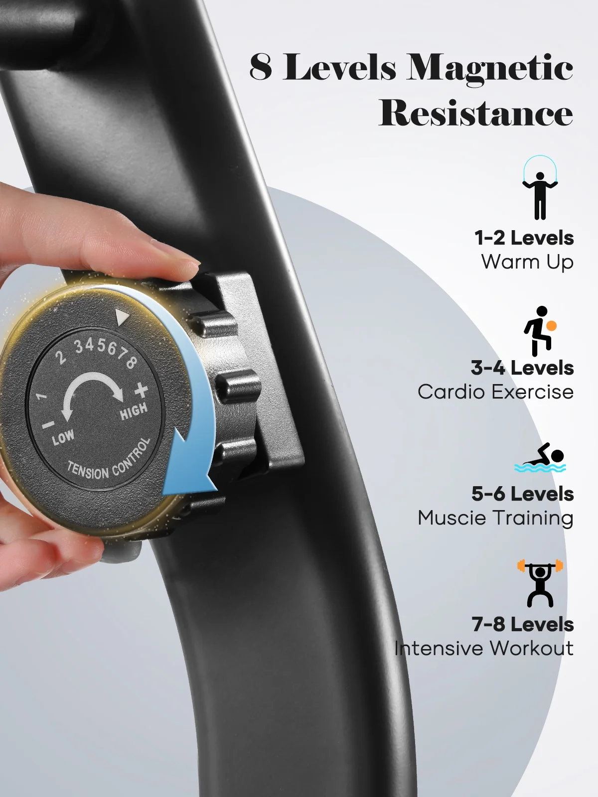 Exercise Bike Indoor Recumbent Exercise Bike Stationary with Adjustable Seat and 8 Resistance Level Seat Height Adjustment - Image 7