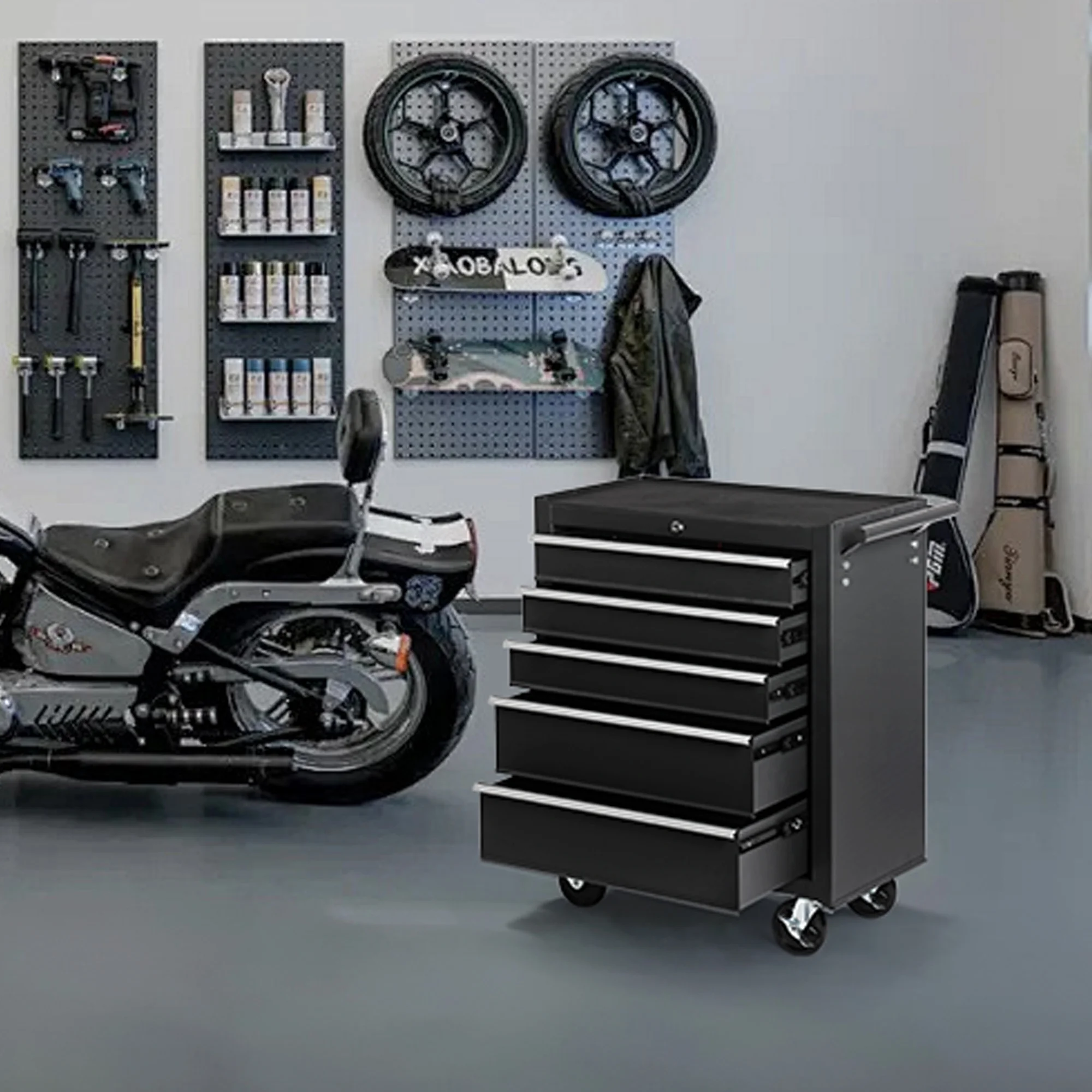 5-Drawer Rolling Tool Chest Tool Storage Cabinet with Wheels Tool Organizer Box - Image 3