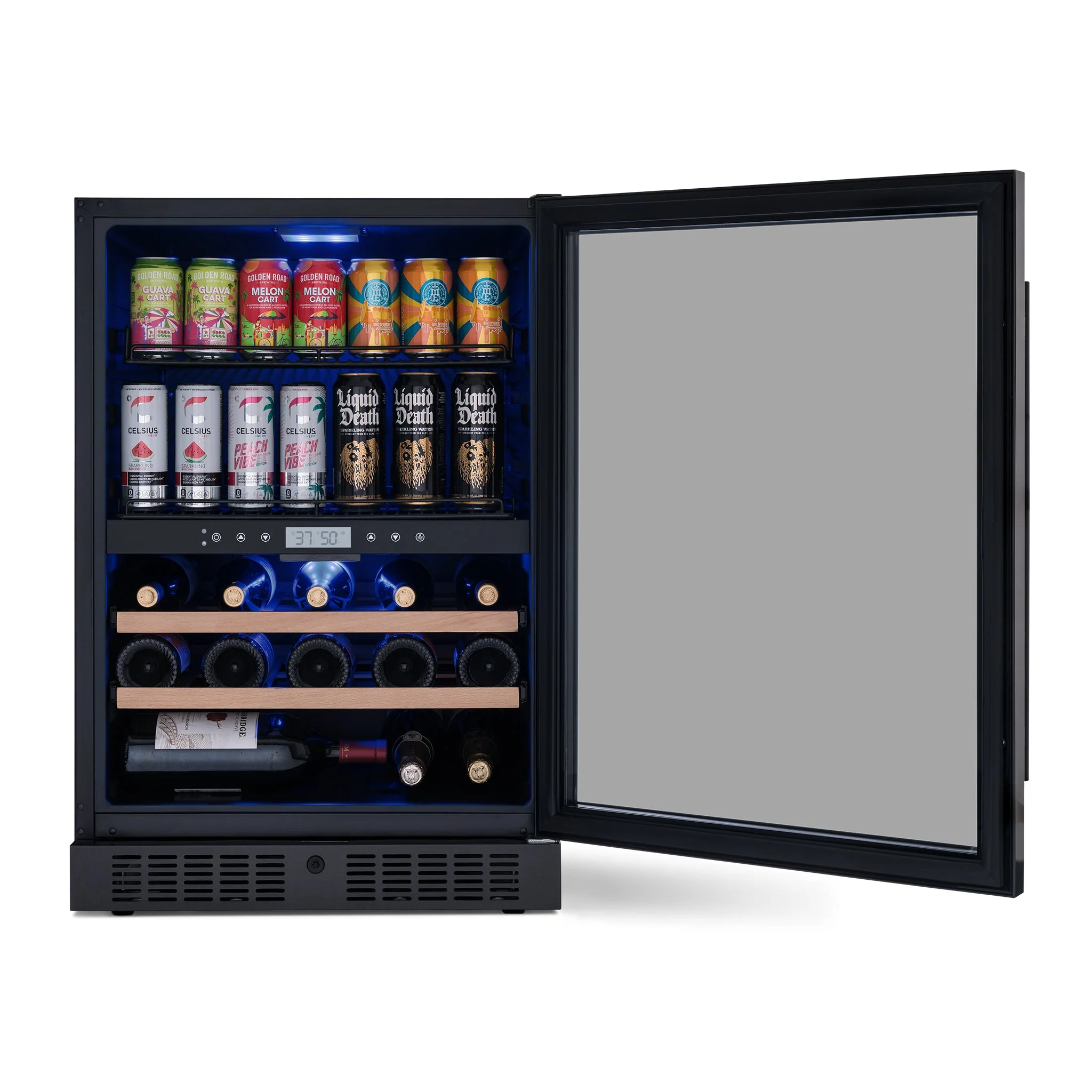 Newair 100-Can, 24-Bottle Built-in Dual Zone Black Beverage Fridge - 24