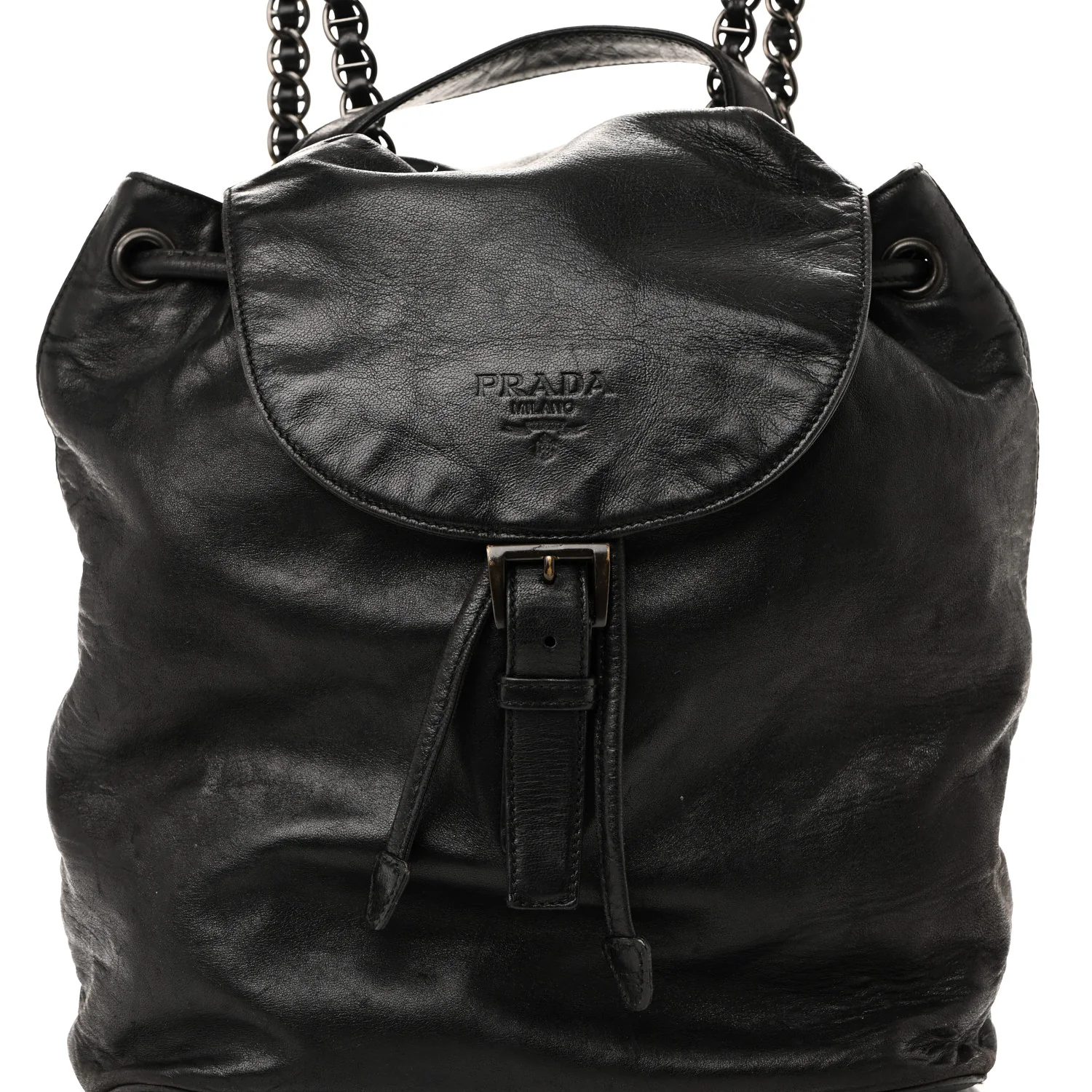 Soft Calfskin Cinch Backpack Black