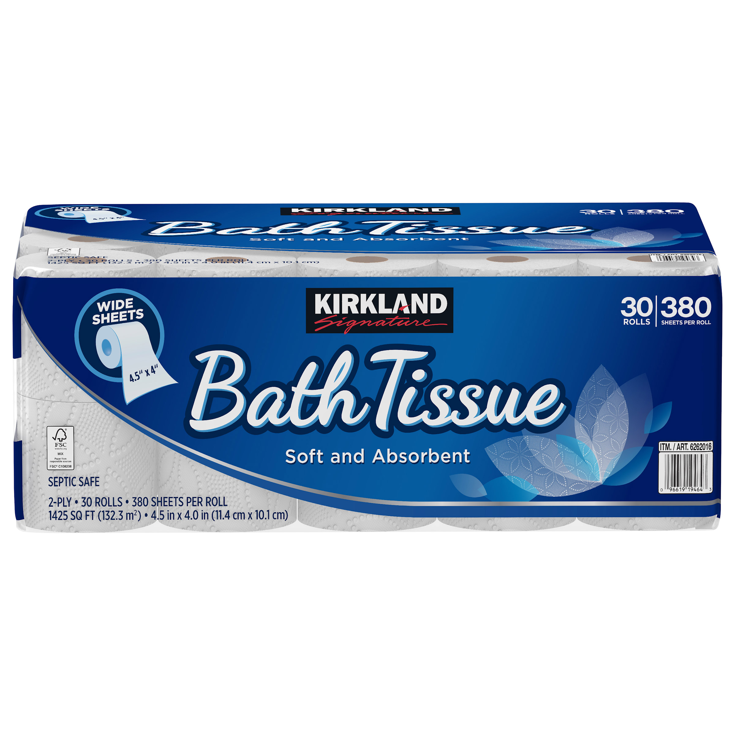 Kirkland Signature Bath Tissue, 2 - Ply, 380 Sheets, 30 Rolls