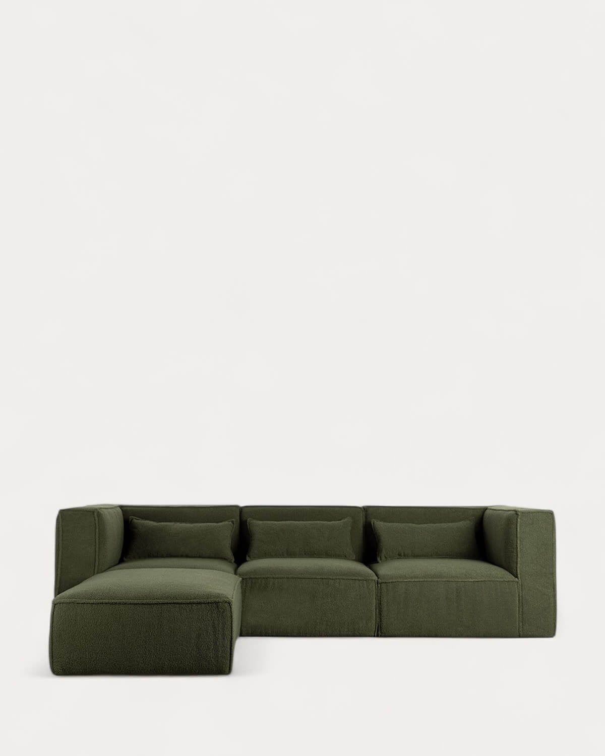 Kilhe Bouclé - Sofá Modular de 3 piezas con 2 Sillones Esquineros y Puff de Tela Bouclé Kilhe