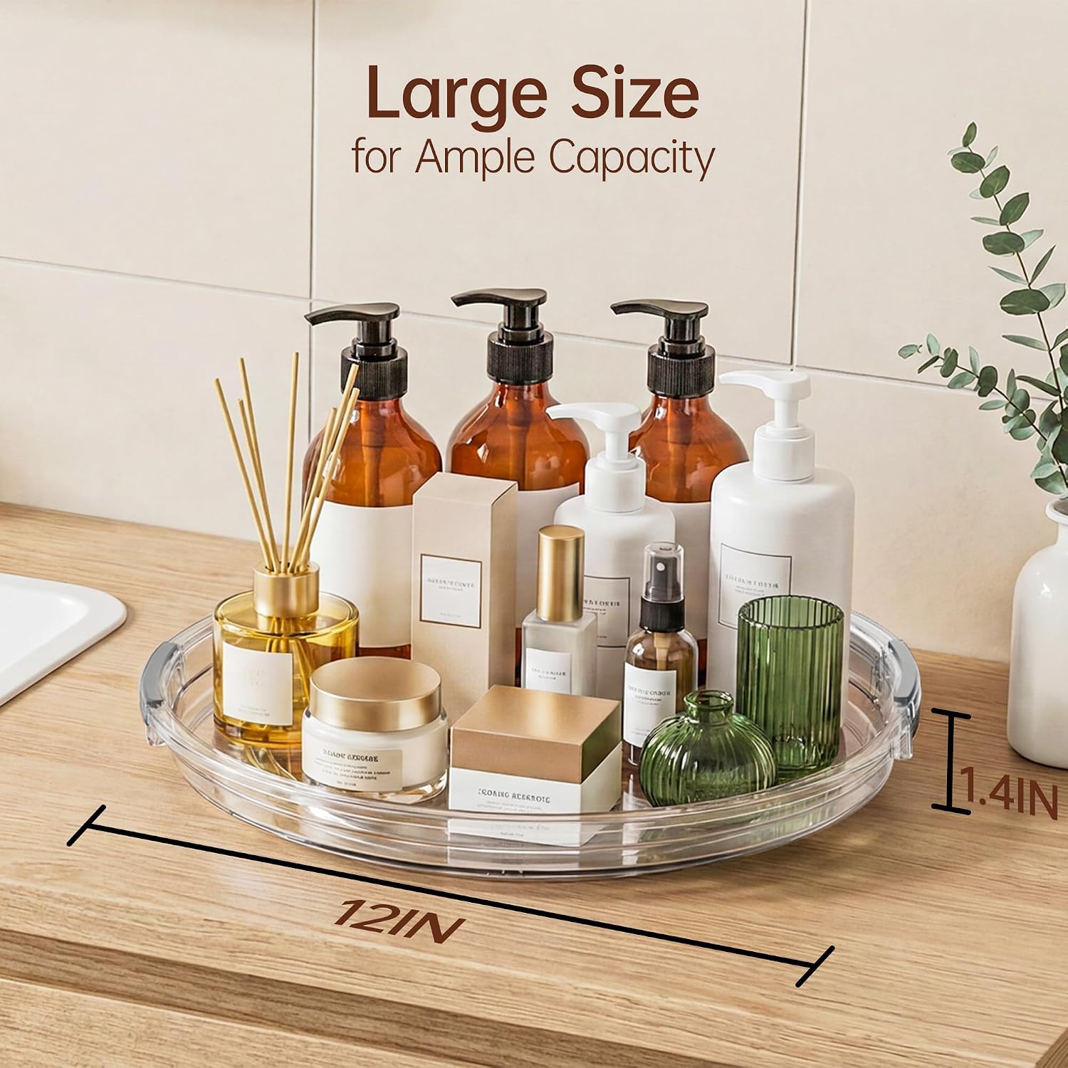 LAMU 12 in Lazy Susan Turntable, 2 Pack Clear Spice Rack, Organizer Storage