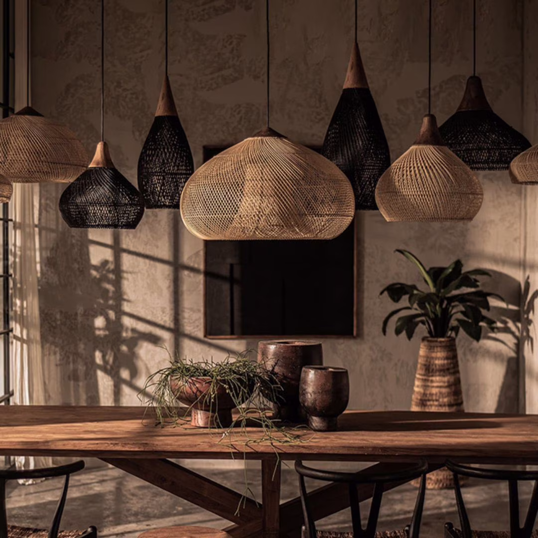 Arturesthome Japanese Style Wabi-sabi Style Rattan Pendant lampshade(D-40*40CM)
