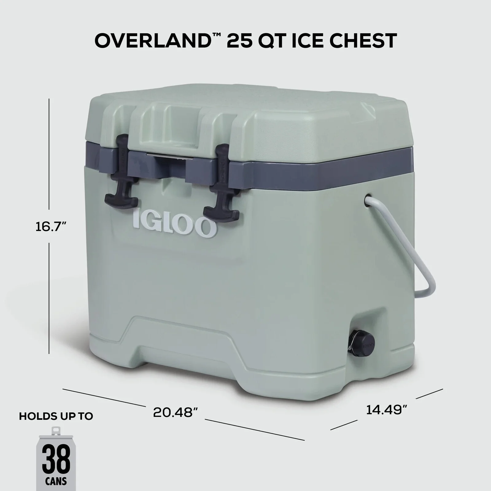 25 QT Overland Ice Chest Cooler, Green - Image 3