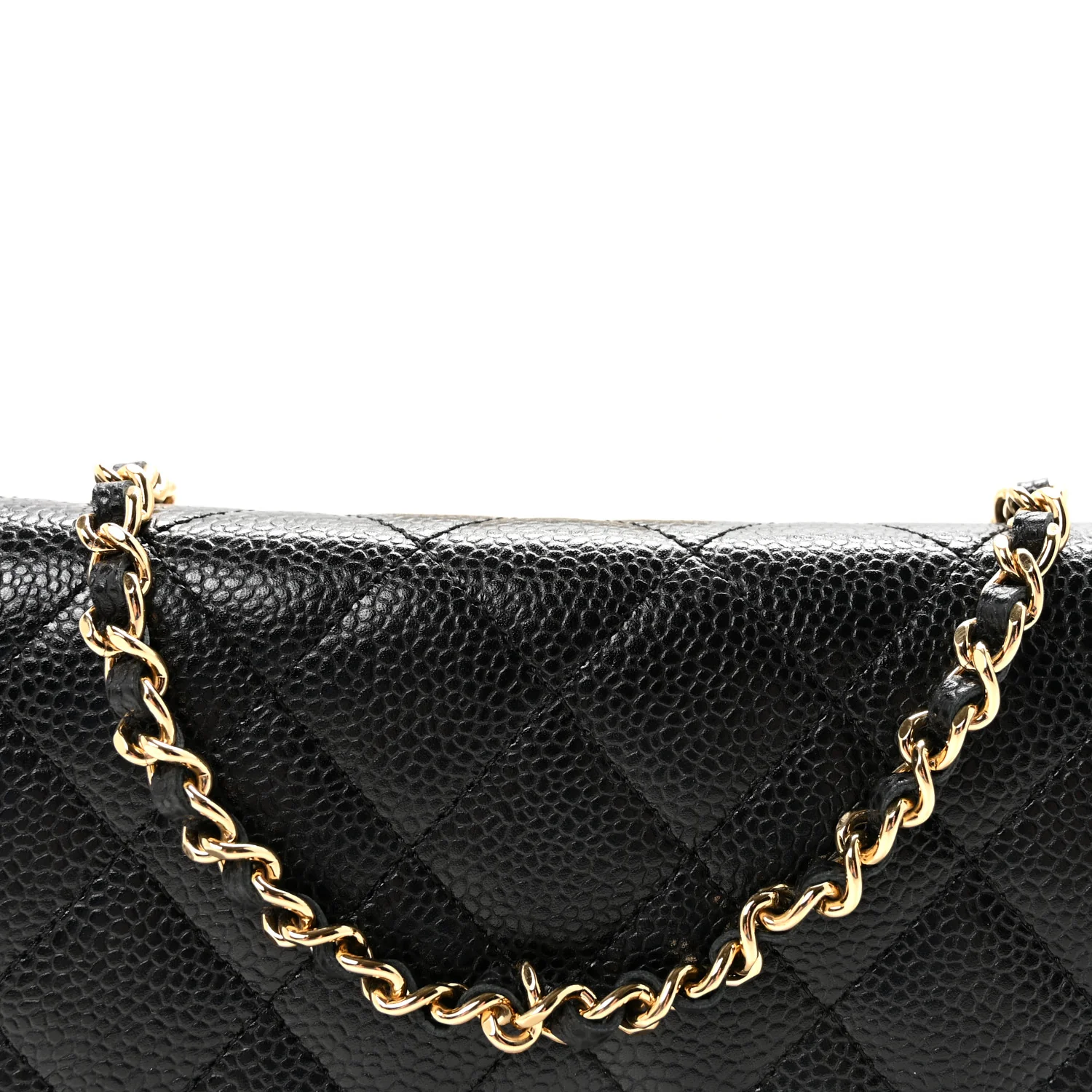 Caviar Quilted Wallet on Chain WOC Black