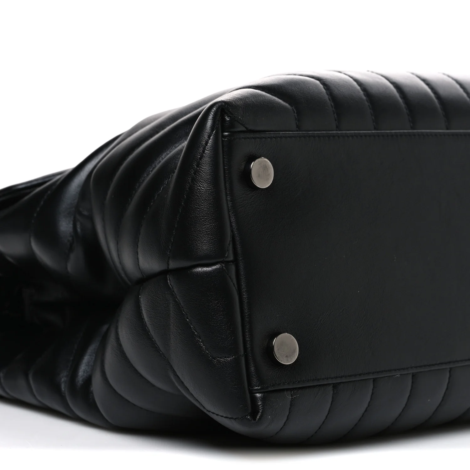 Calfskin Y Quilted Monogram Monochrome Large Loulou Chain Satchel Black