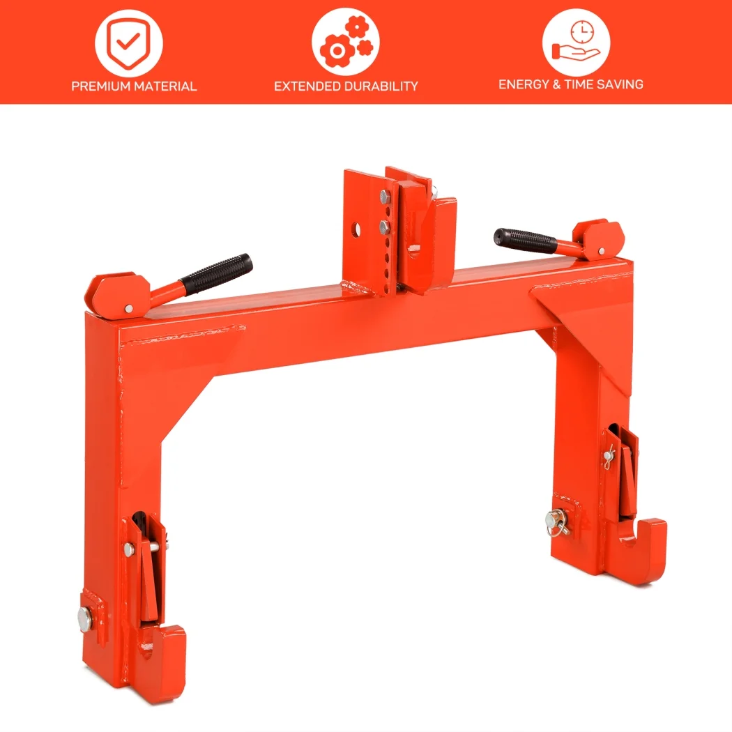 3 Point Quick Hitch, 3000 lbs 3-Pt Attachments Adaptation to Category 1 2 Tractor with 5 Level Adjustable Bolt (Orange)(Orange) - Image 10