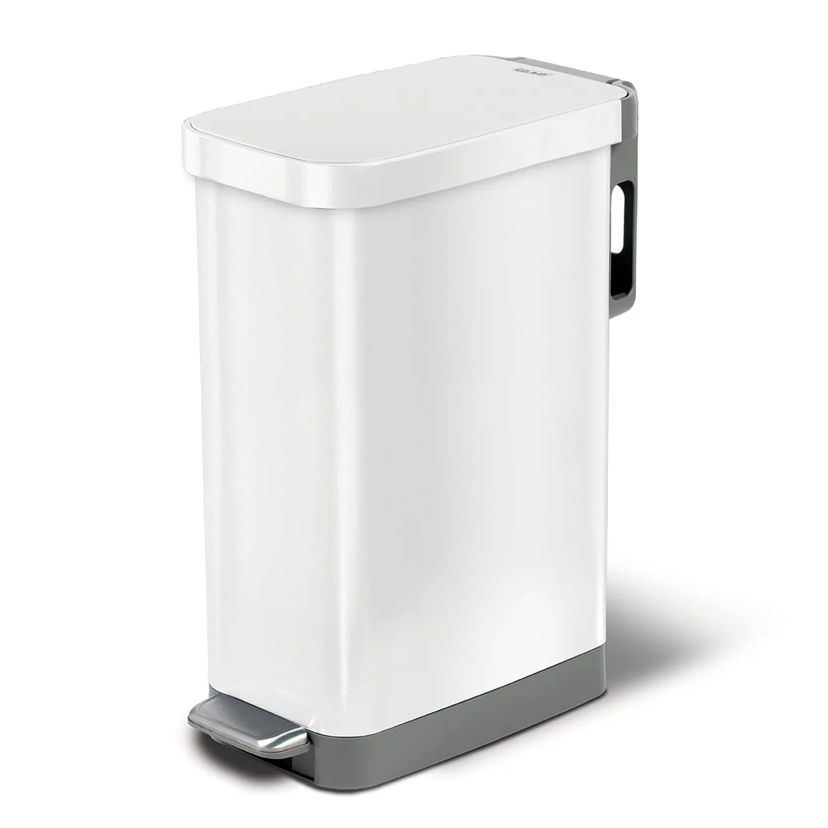 Trash Can with Clorox Odor Protection - Narrow Kitchen Garbage Bin with Soft Close Lid, Step On Foot Pedal and Waste Bag Roll Holder, All Stainless, 45 Liter