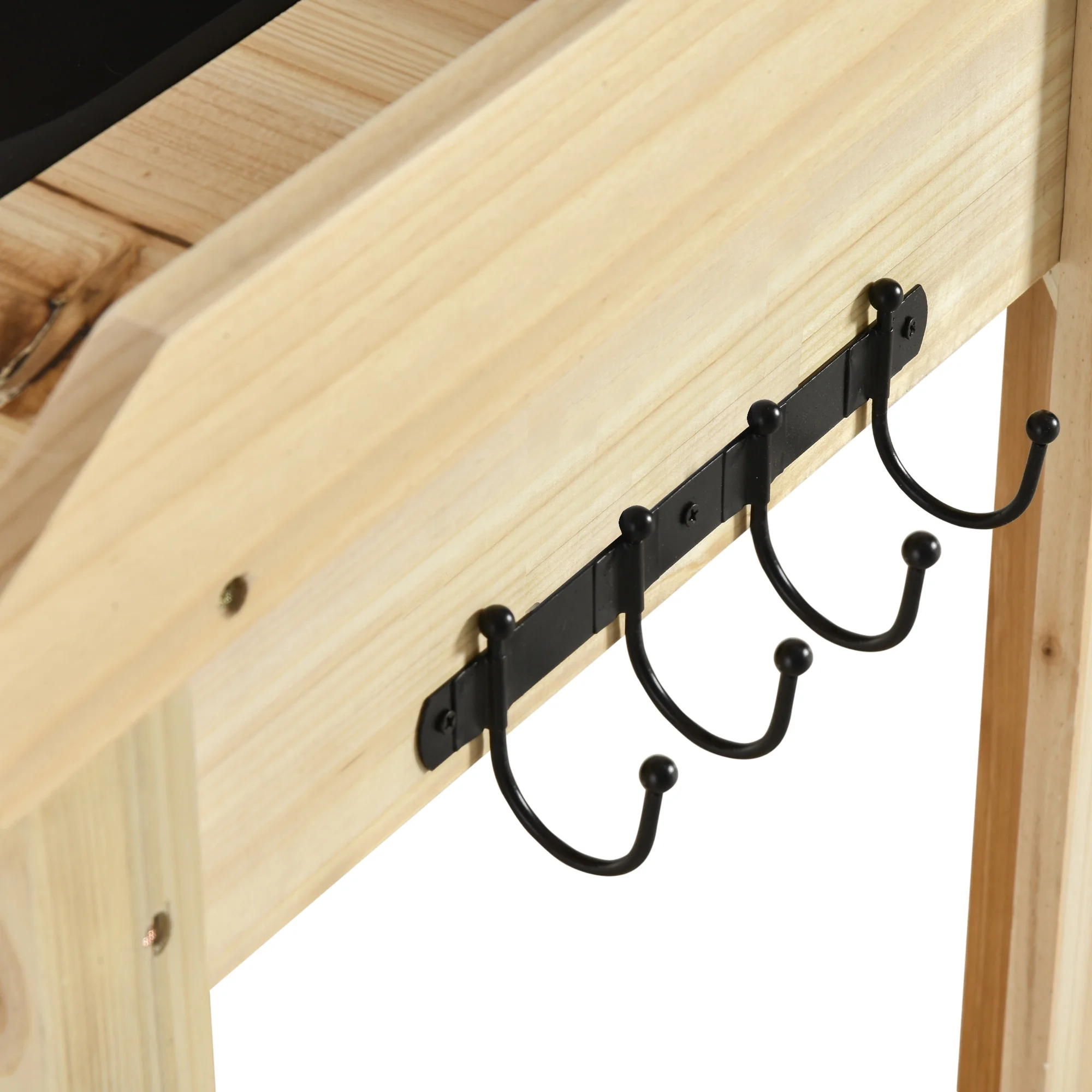 Potting Bench Table, Garden Work Bench, Workstation with Metal Sieve Screen, Removable Sink, Additional Hooks and Baskets for Patio, Courtyards, Balcony, Natural(Natural wood finish) - Image 9