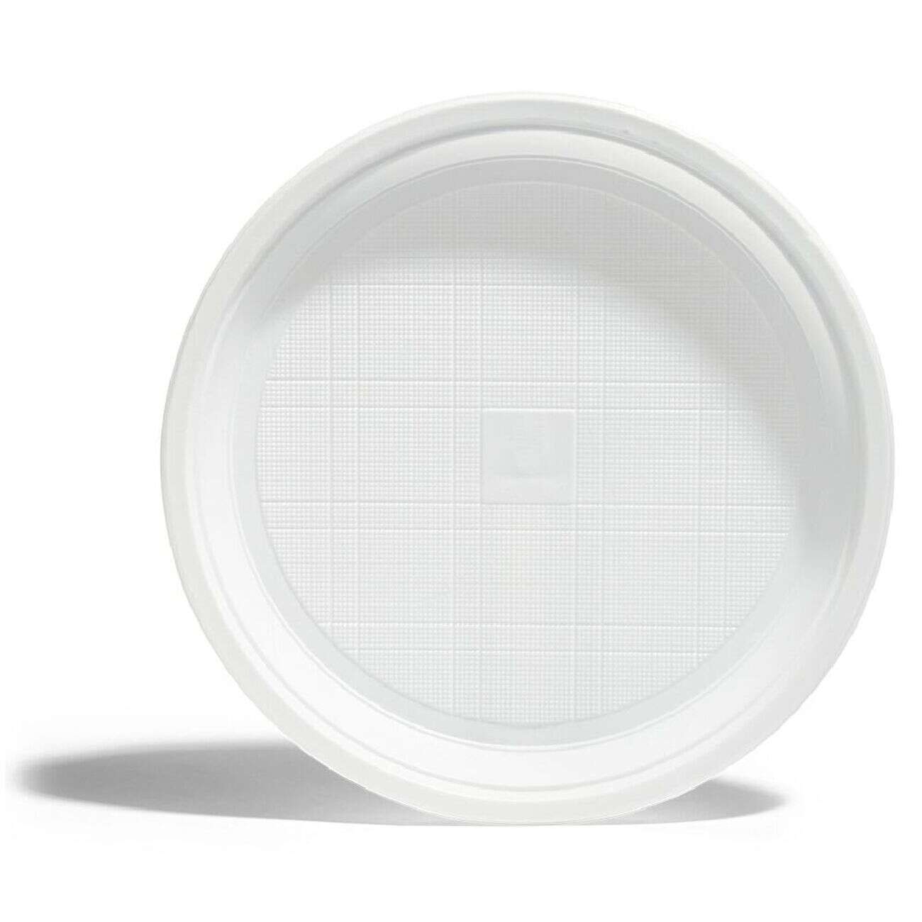 Lot de 50 assiettes plates réutilisables plastique blanc