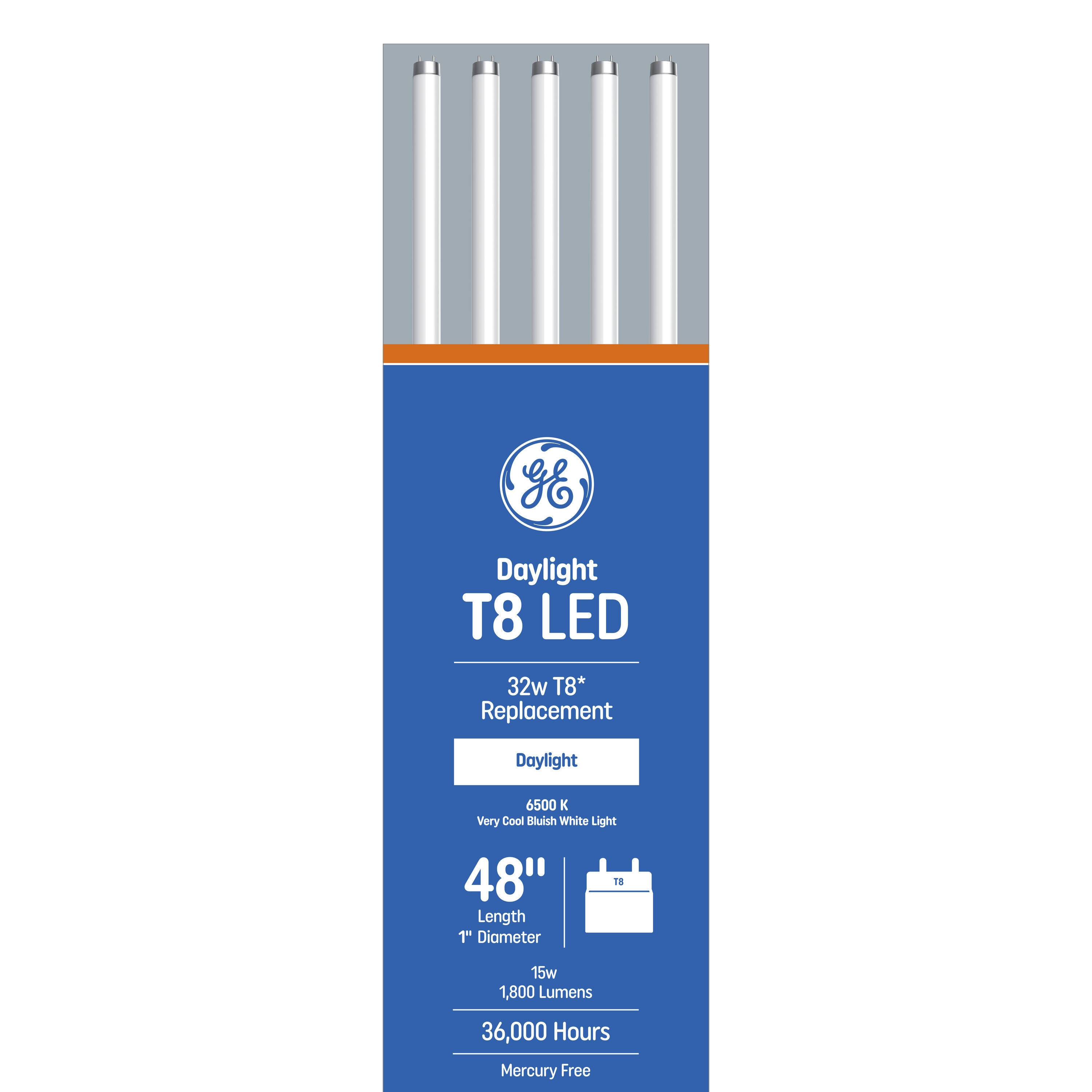 GE LED 32-Watt EQ 48-in Daylight Linear LED Tube Light Bulb 93129295