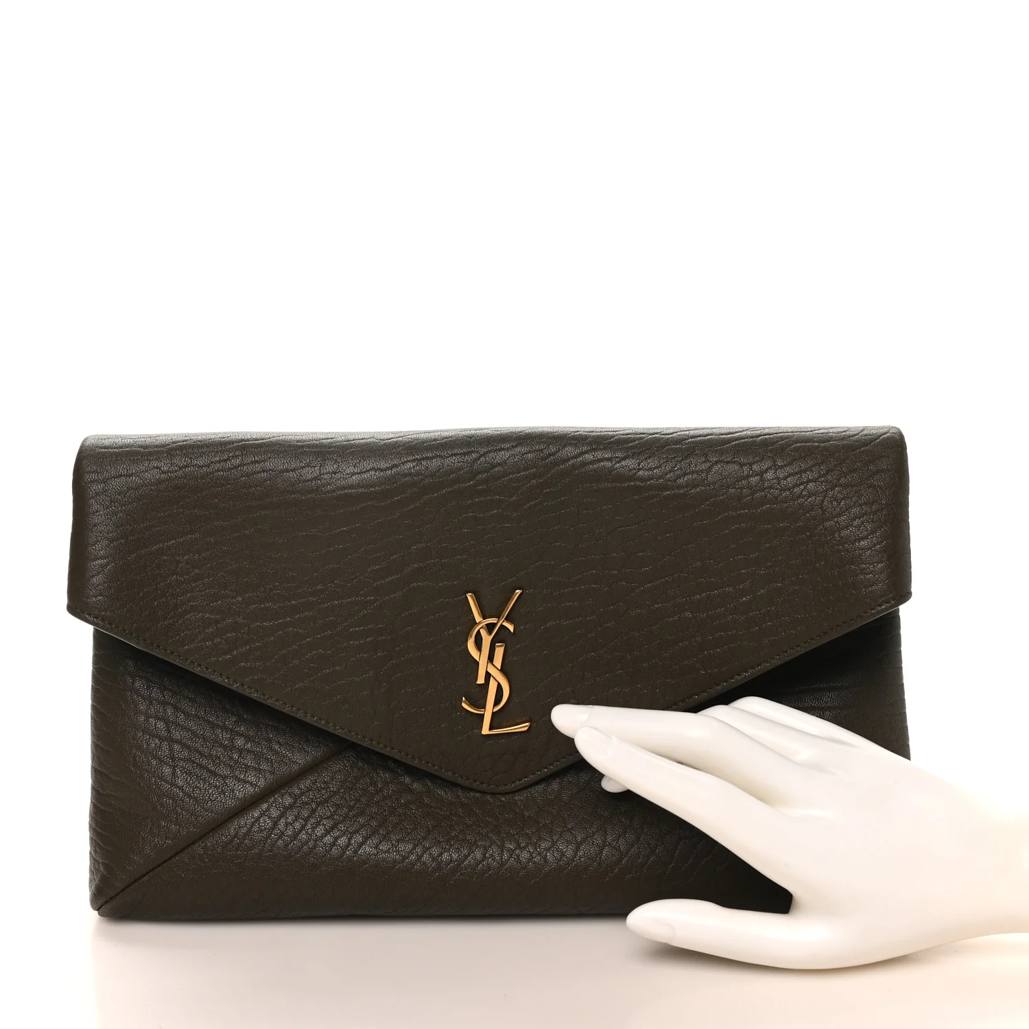 Grained Lambskin Large Cassandre Envelope Pouch Light Musk