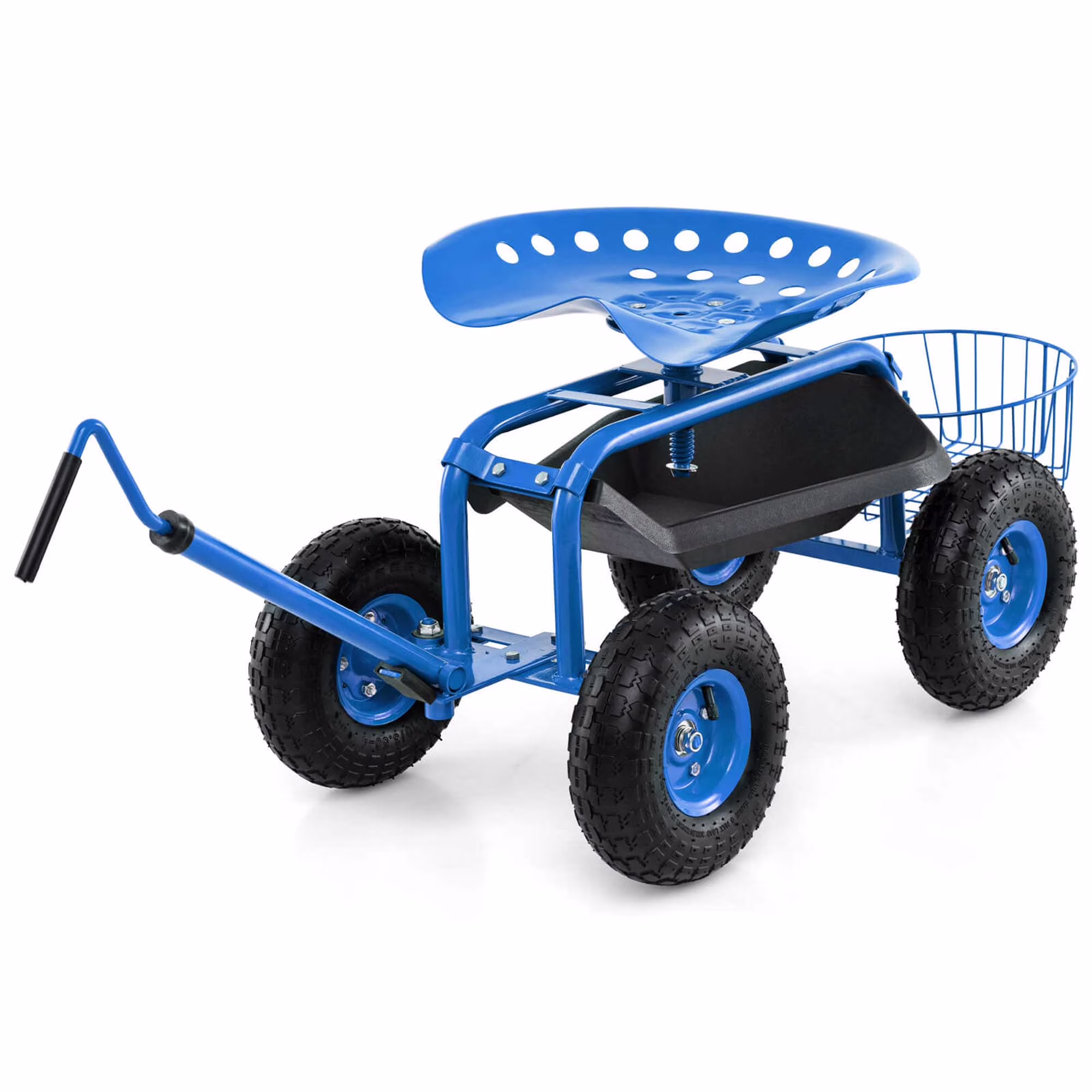 Garden Cart Rolling Work Seat for Planting with Extendable Handle Green(Green) - Image 5
