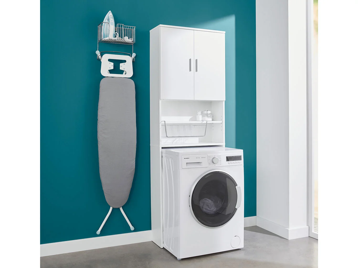 LIVARNO home Meuble pour lave-linge Liverpool, 64,5 x 190 x 25 cm, blanc