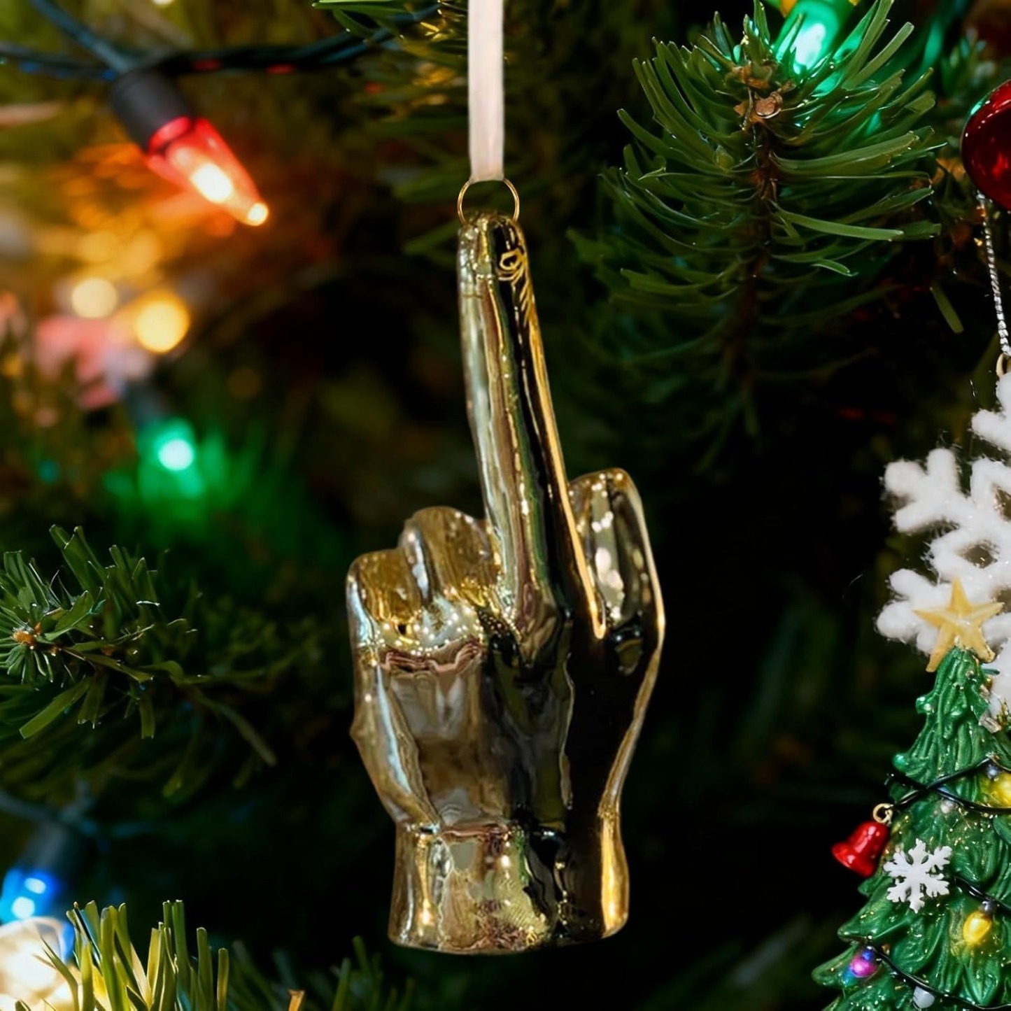 Christmas Funny Adult Middle Finger Ornament - 4 PCS