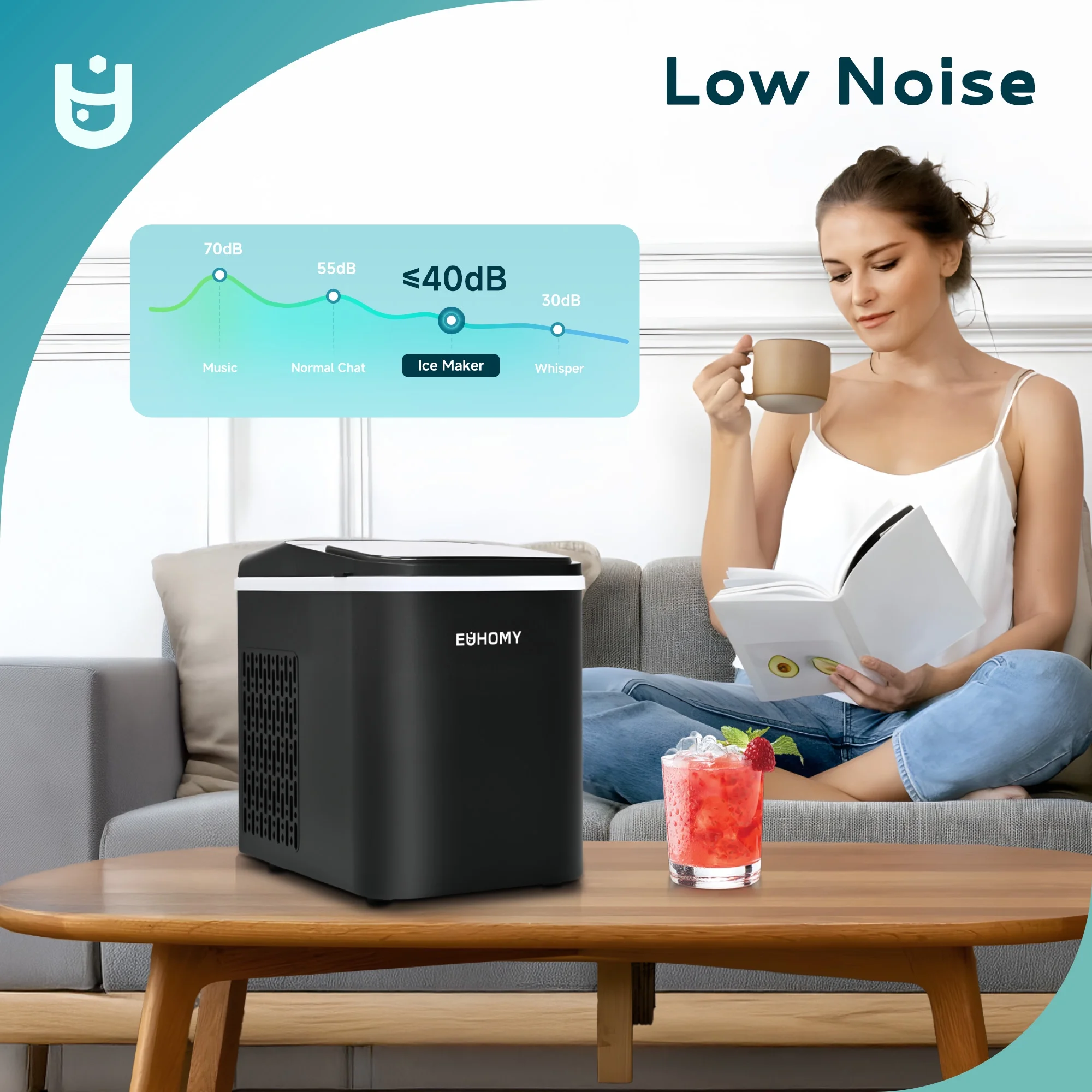 35lbs/24H Nugget Ice Maker Countertop, Pebble Ice Maker Machine with Auto-Cleaning, Black - Image 7