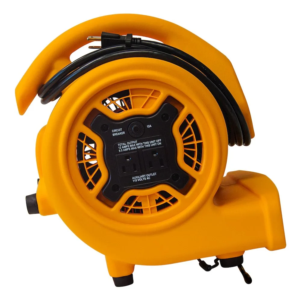 XPOWER P-130A 1/5 HP Multi-Purpose Mini Mighty Air Mover, Utility Fan, Dryer, Blower with Built-in Power Outlets