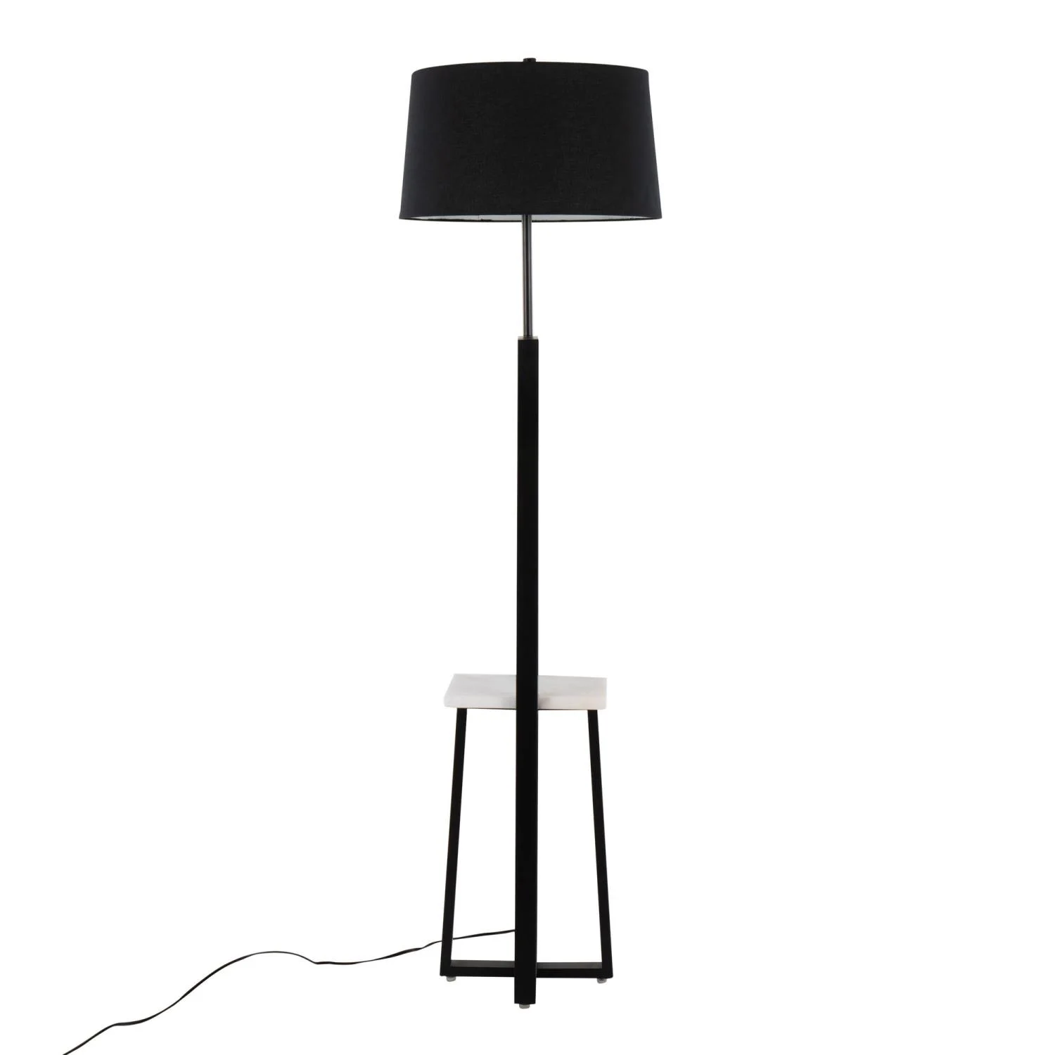 White Marble, Black Metal, Black Linen Cosmo Shelf Floor Lamp(19 x 19 x 68) - Image 4