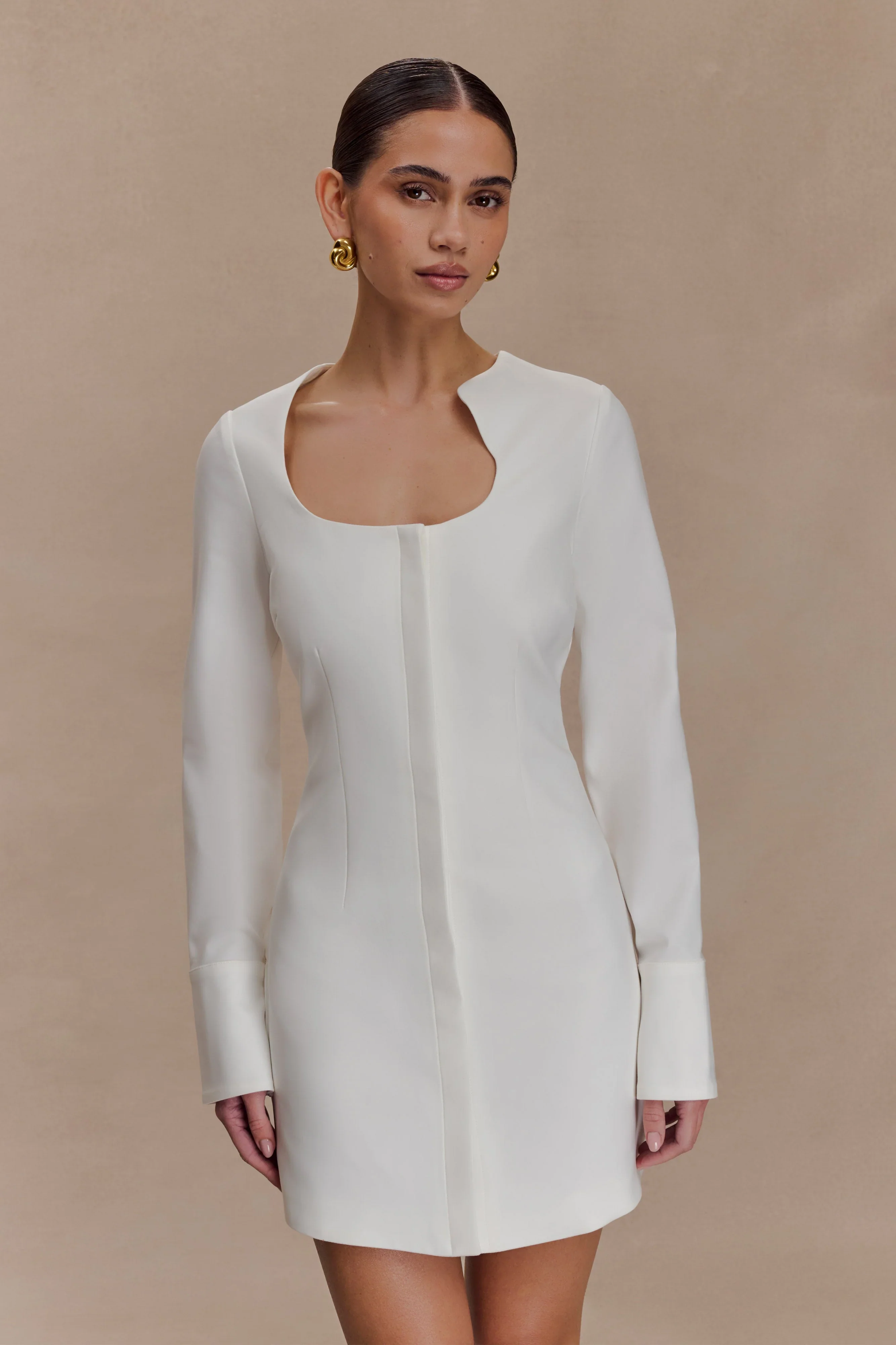 Carina Peplum Cotton Shirt Dress - White