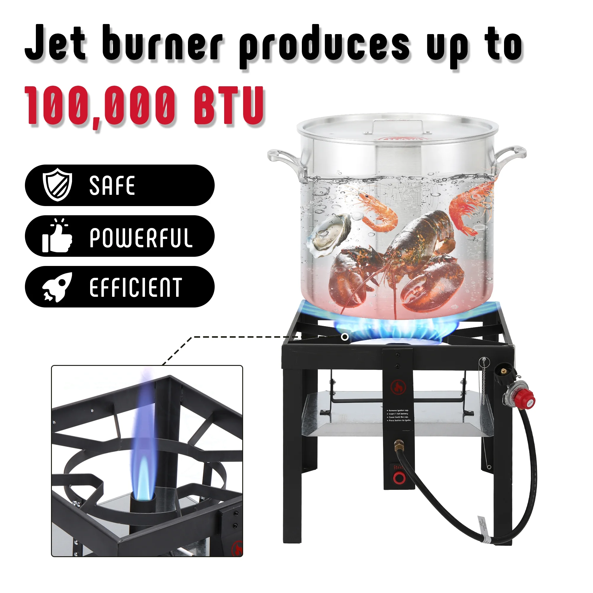 80 quart Seafood Boil Pot Kit with Electronic Ignitor(80 QT) - Image 7