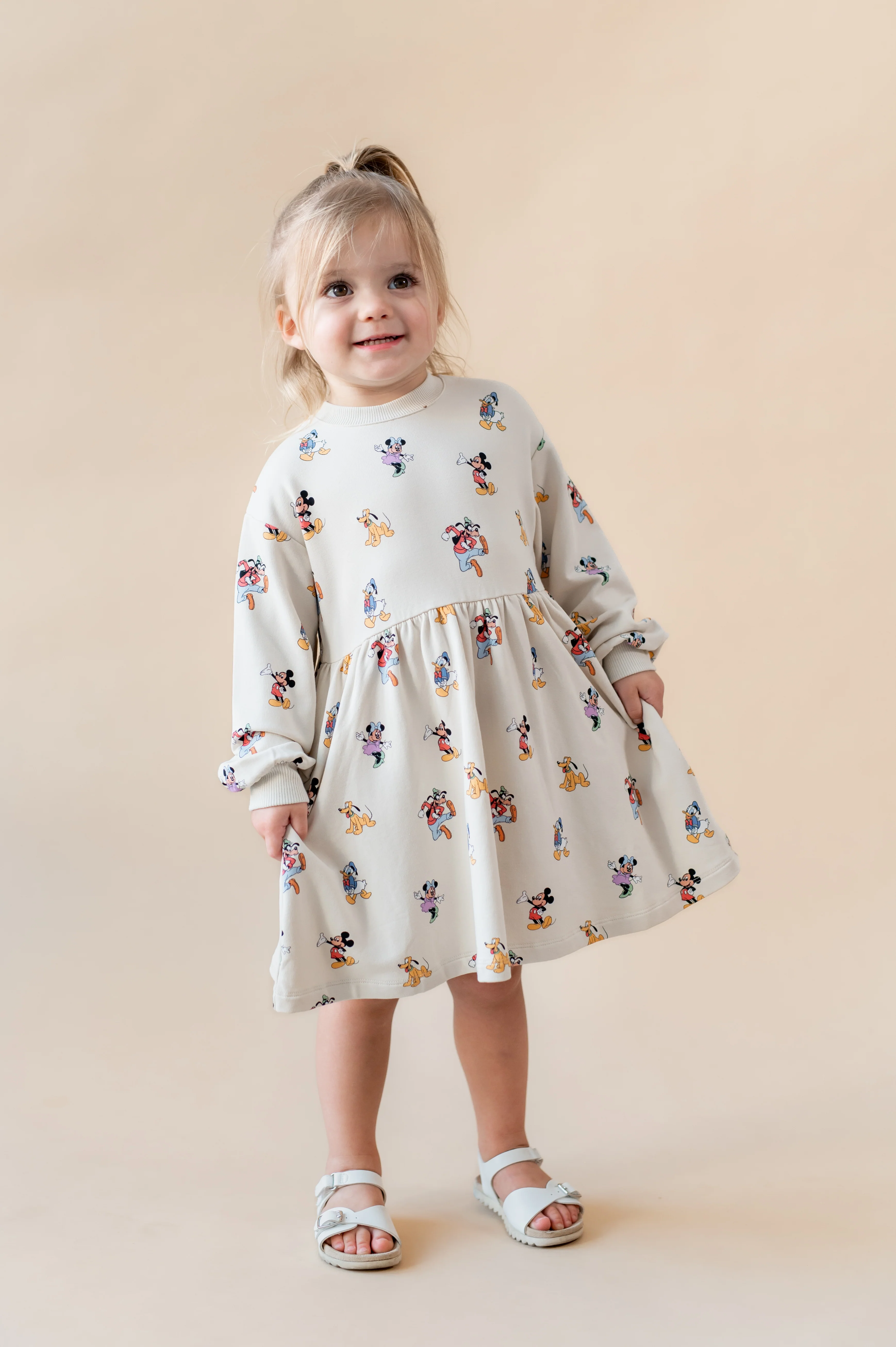 Long Sleeve Skater Dress in Mickey Mouse and Friends