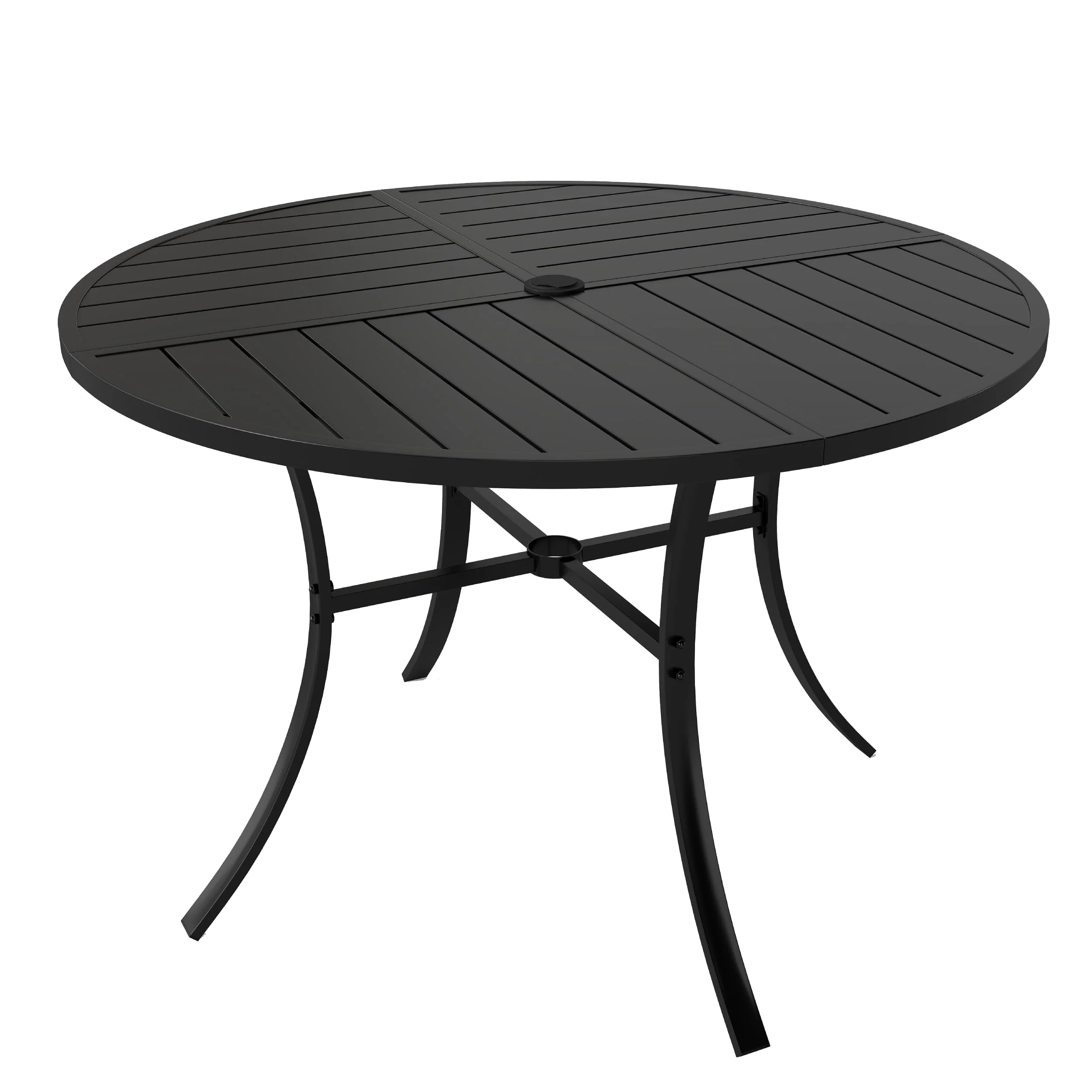 Tangkula 42.5" Round Metal Patio Dining Table for 4 with Umbrella Hole