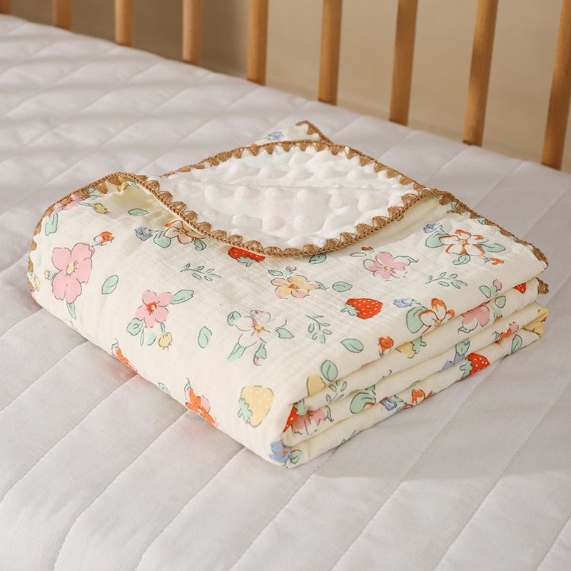 All Season 3D Doudou Fleece Newborn Blanket Double Layer Crinkle Gauze Multi-Use Swaddle Receiving Europe Style 300tc