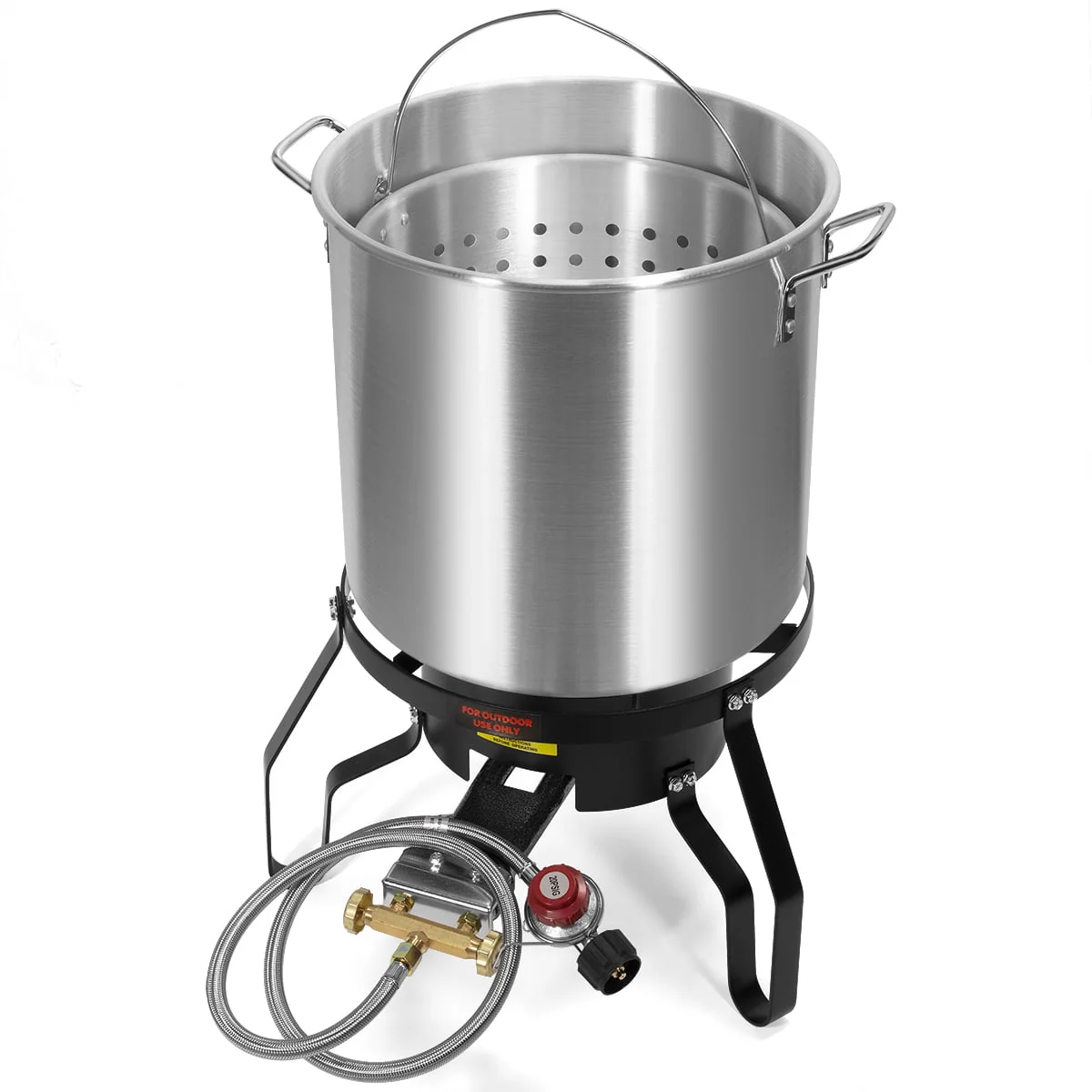 52 QT Aluminum Turkey Fryer Steamer 80,000 BTU Cast Iron Burner Fair Clam Bake Pot Large Capacity - Image 2