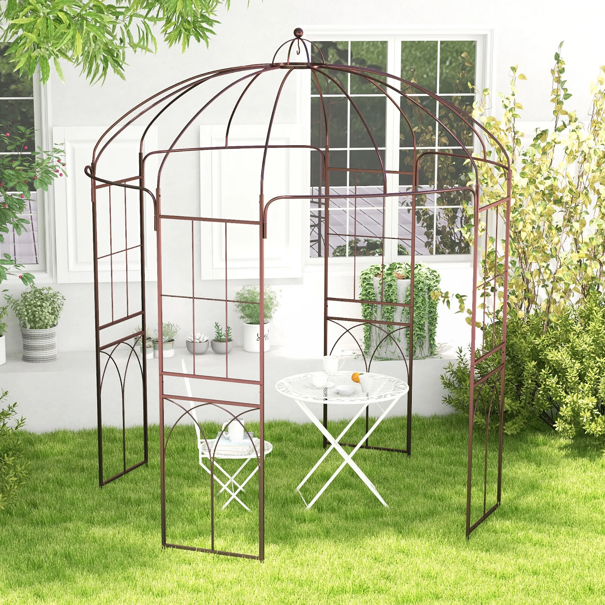Birdcage Shape Garden Arbor Pergola Climbing Plants Stand Rack for Wedding Party - Image 9