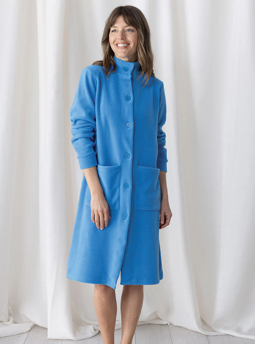 Robe de chambre femme polaire en polyester bleu azur