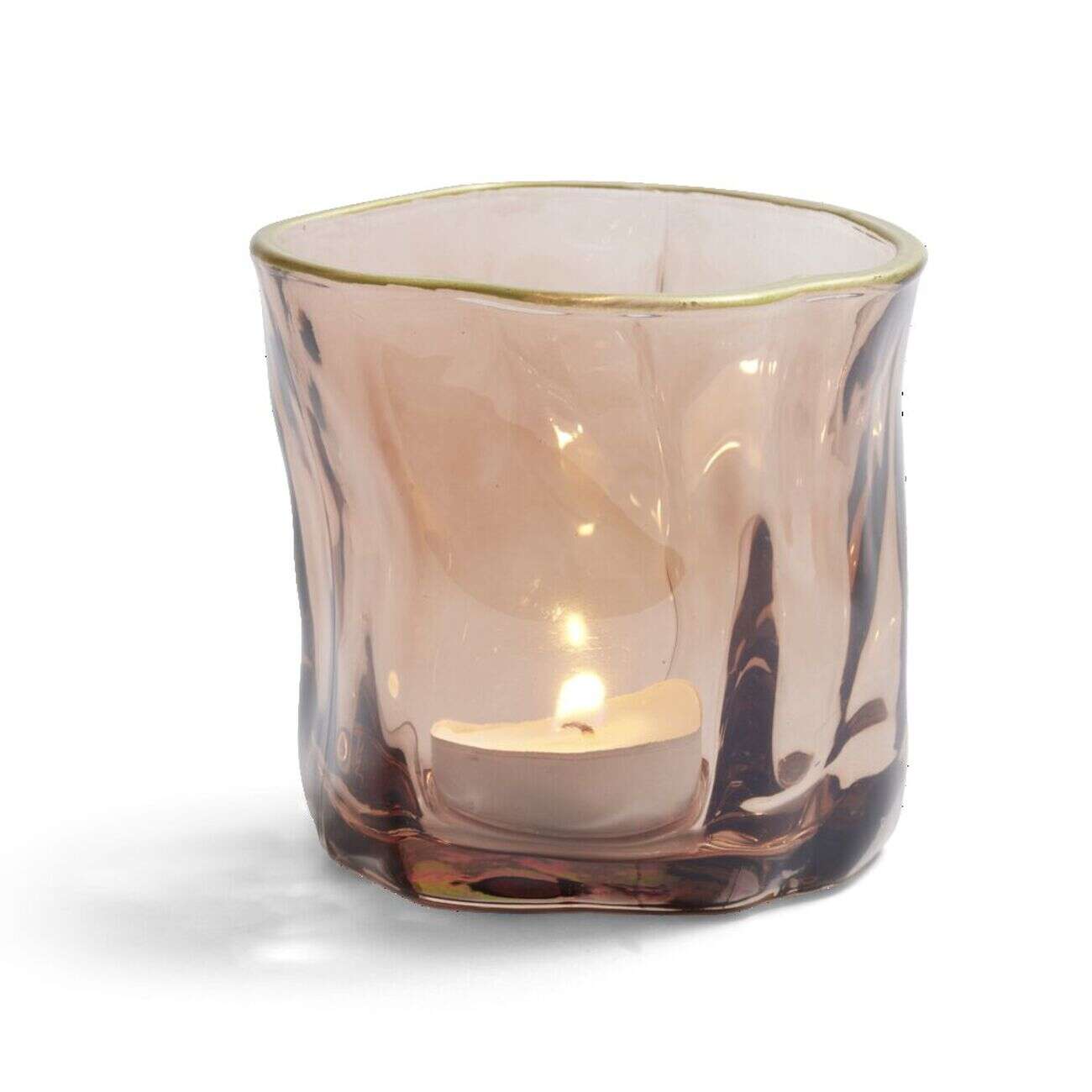 Vase verre froissé rose Ø7,5xH7,7cm