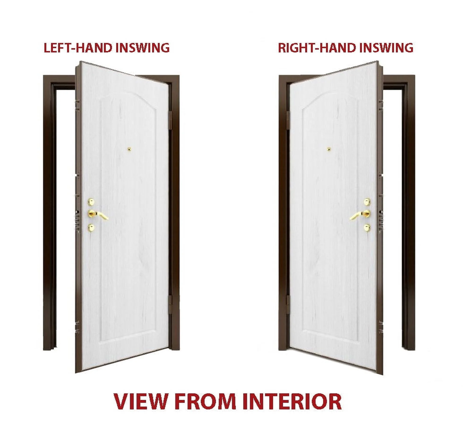 Front Exterior Prehung Metal-Plastic Door Frosted Glass / 8002 Grey Ash / 2 Side and Top Window / Office Commercial and Residential Doors Entrance Patio Garage 60" x 94" Left-hand Inswing(60" incl. 2 Sides x 94" incl. Top; Left In/Gray) - Image 3