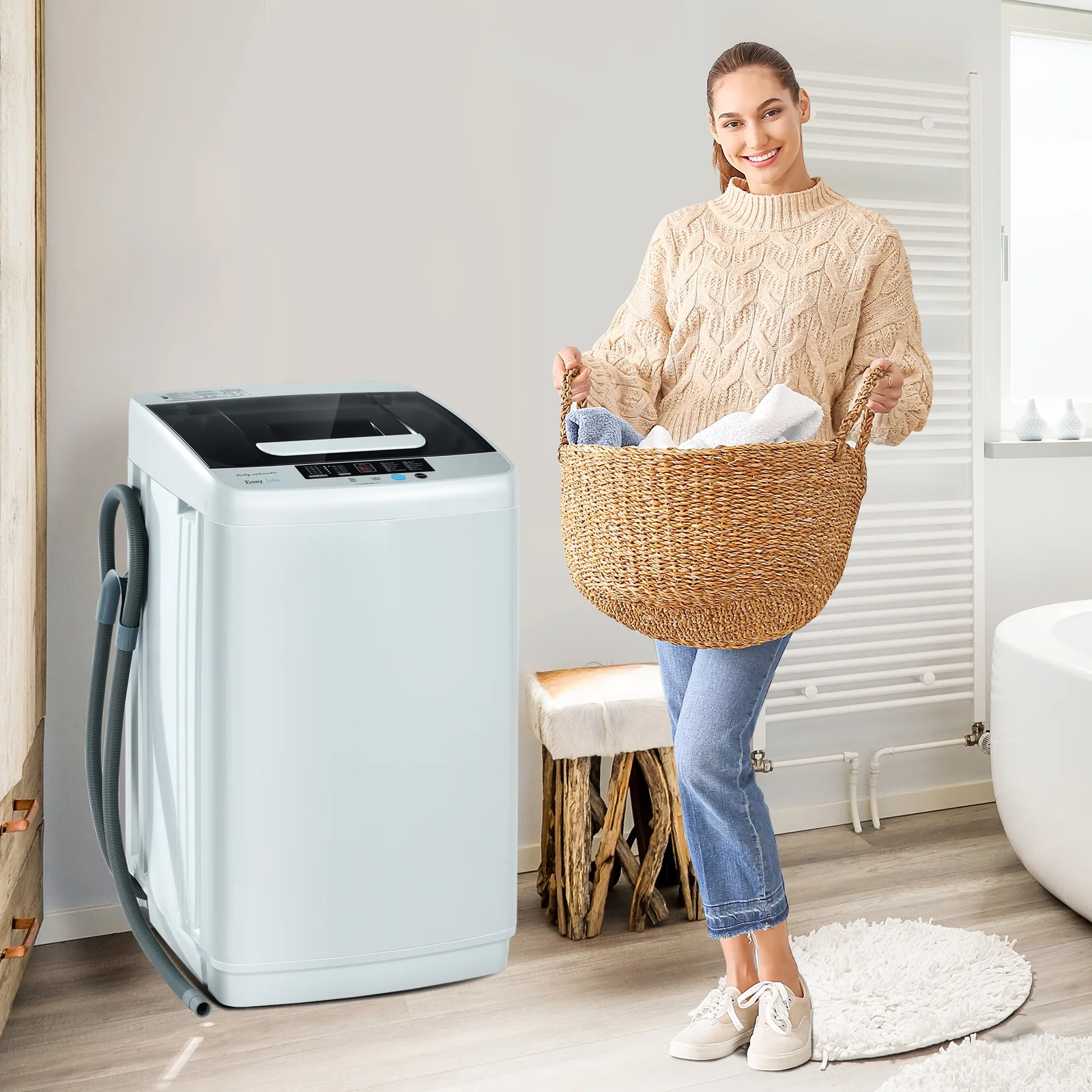 Costway Portable Full - Automatic Laundry Washing Machine 8.8 lb Spin Washer W/ Drain Pump