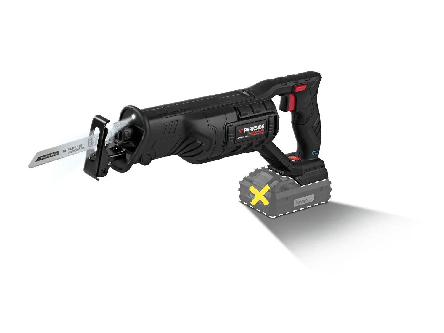 PARKSIDE PERFORMANCE Scie sabre sans fil PSSAP 2028, sans batterie ni chargeur, 20 V