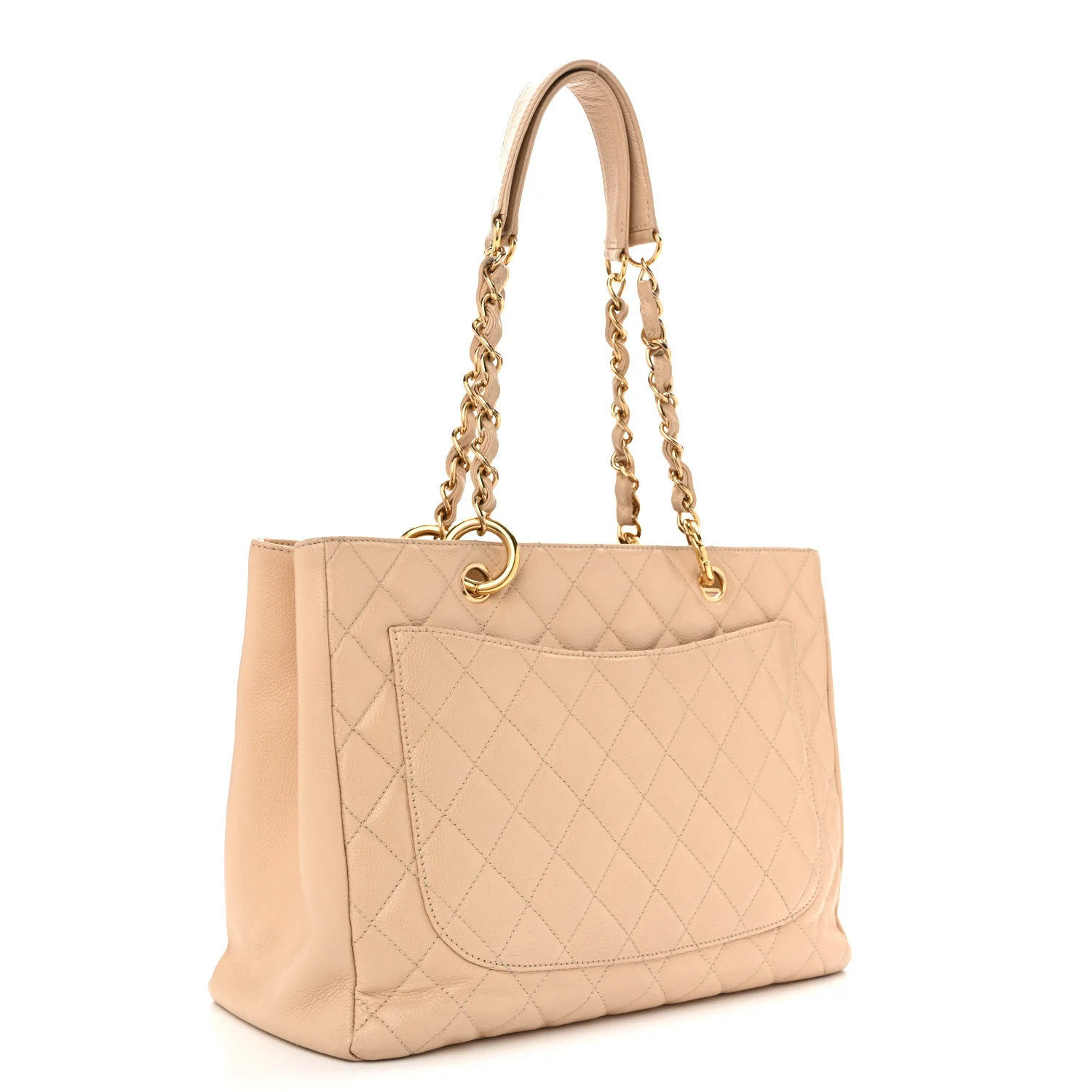 Caviar Quilted Grand Shopping Tote GST Beige Clair