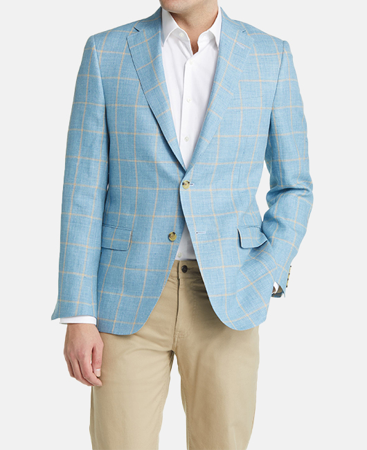 OK Casual Plain Plaid Notch Lapel Flap Pocket Two Button Blazer