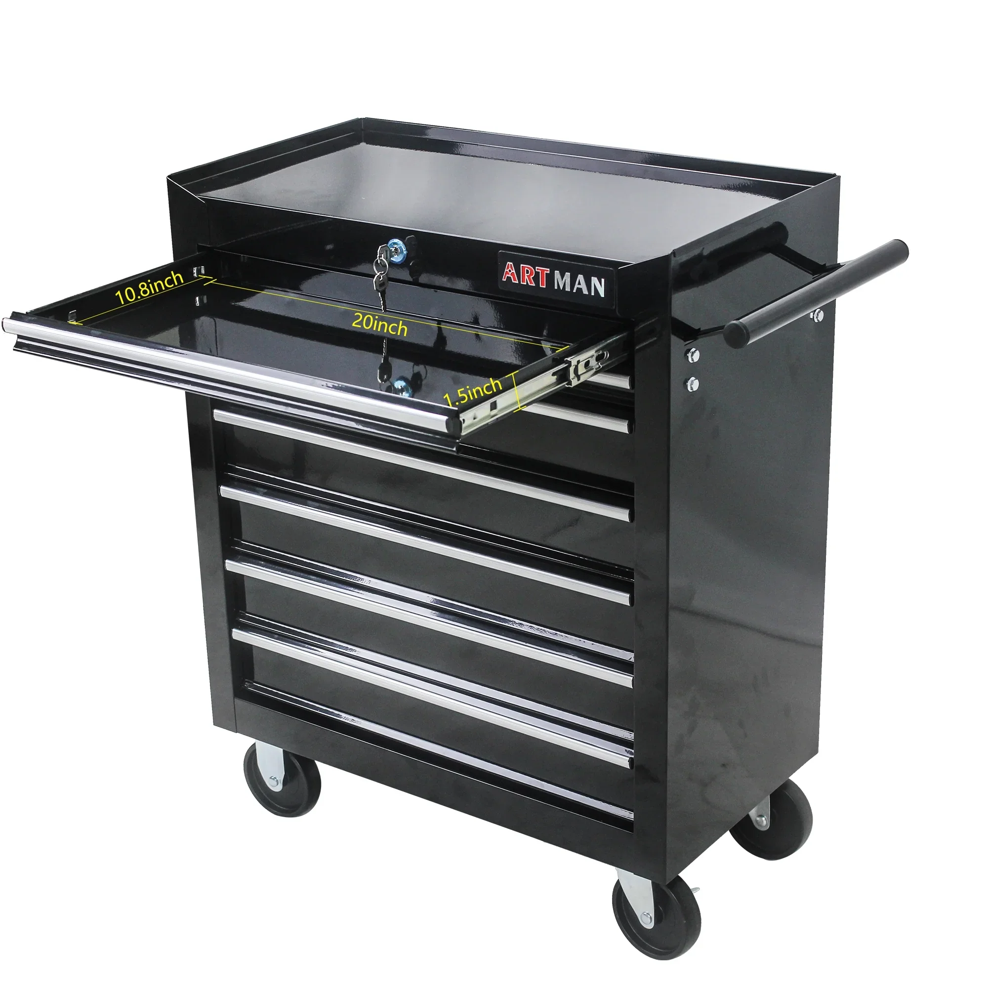 ARTMAN 7 Drawer Tool Rolling Storage Cart ,Tool Boxes Tool Chest with Wheels and Drawers for Garage Workshop Warehouse