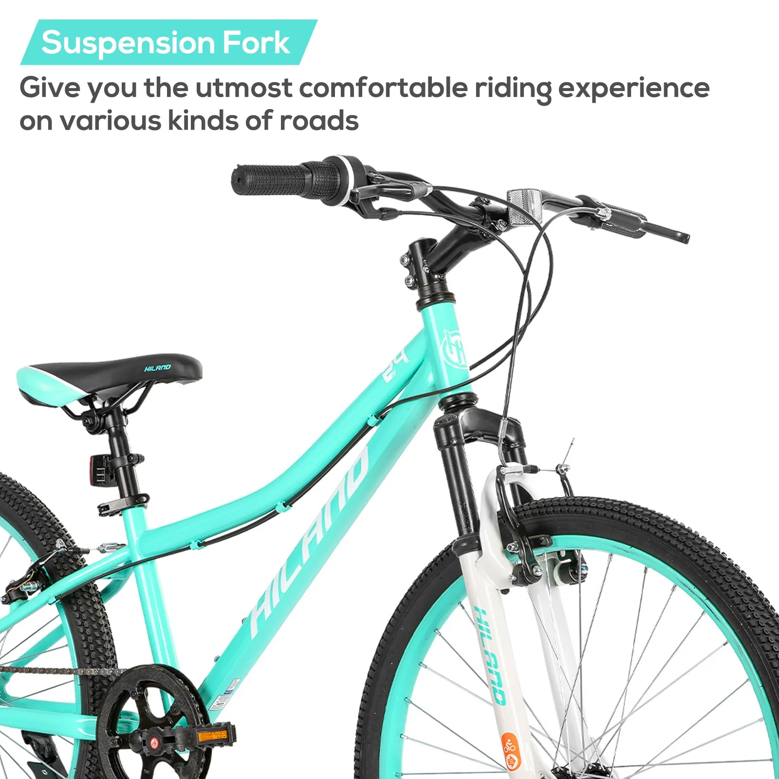 24 Inch Mountain Bike, Front Suspension Fork Bicycles for Adults Multiple Colors(Green) - Image 6