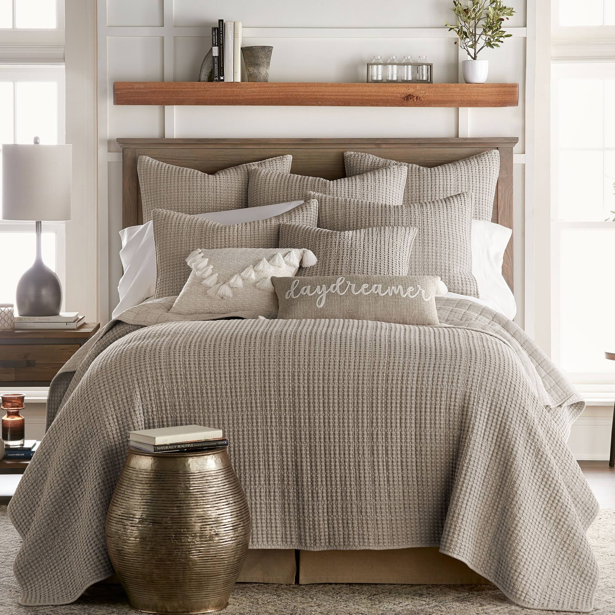 Levtex Home Mills Waffle Quilt Set - Cotton Full/Queen / Taupe
