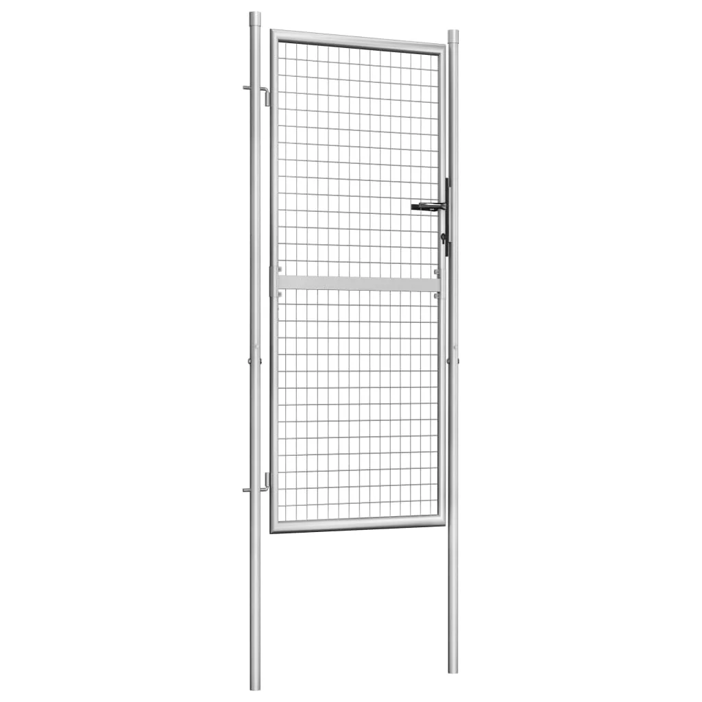 vidaXL Garden Gate Fence Wall Privacy Screen Fence Galvanized Steel Silver