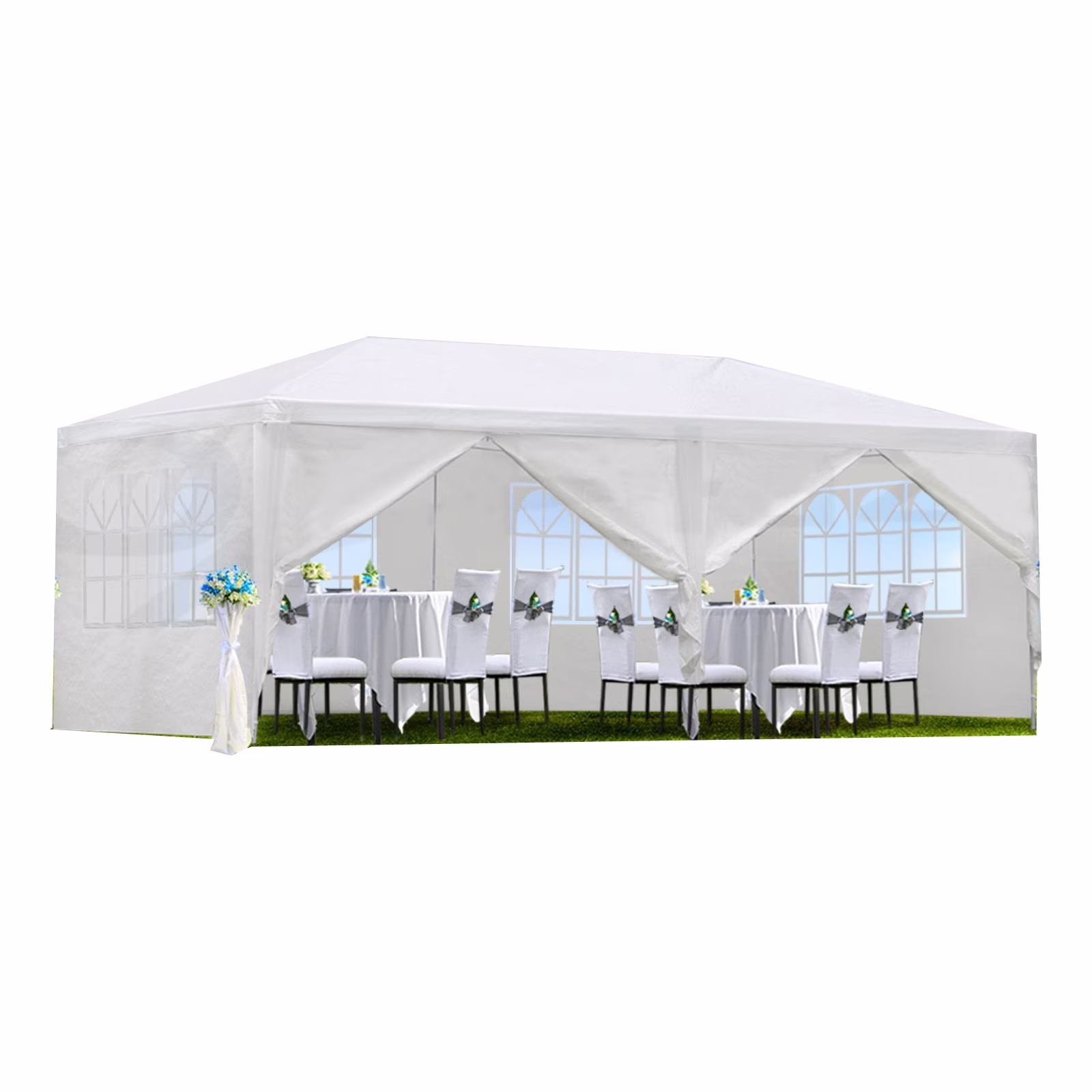 DUOSONG 10X20' Wedding Party Canopy Tent Outdoor Gazebo With 6 Removable Sidewalls White Metal Garden & Outdoor Canopies & Gazebos Umbrellas & Shades