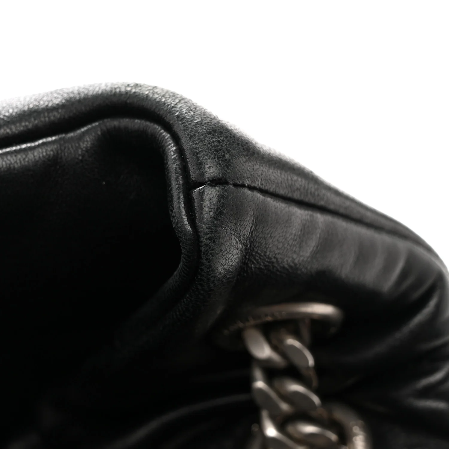 Lambskin Quilted Medium Loulou Puffer Monogram Chain Satchel Black