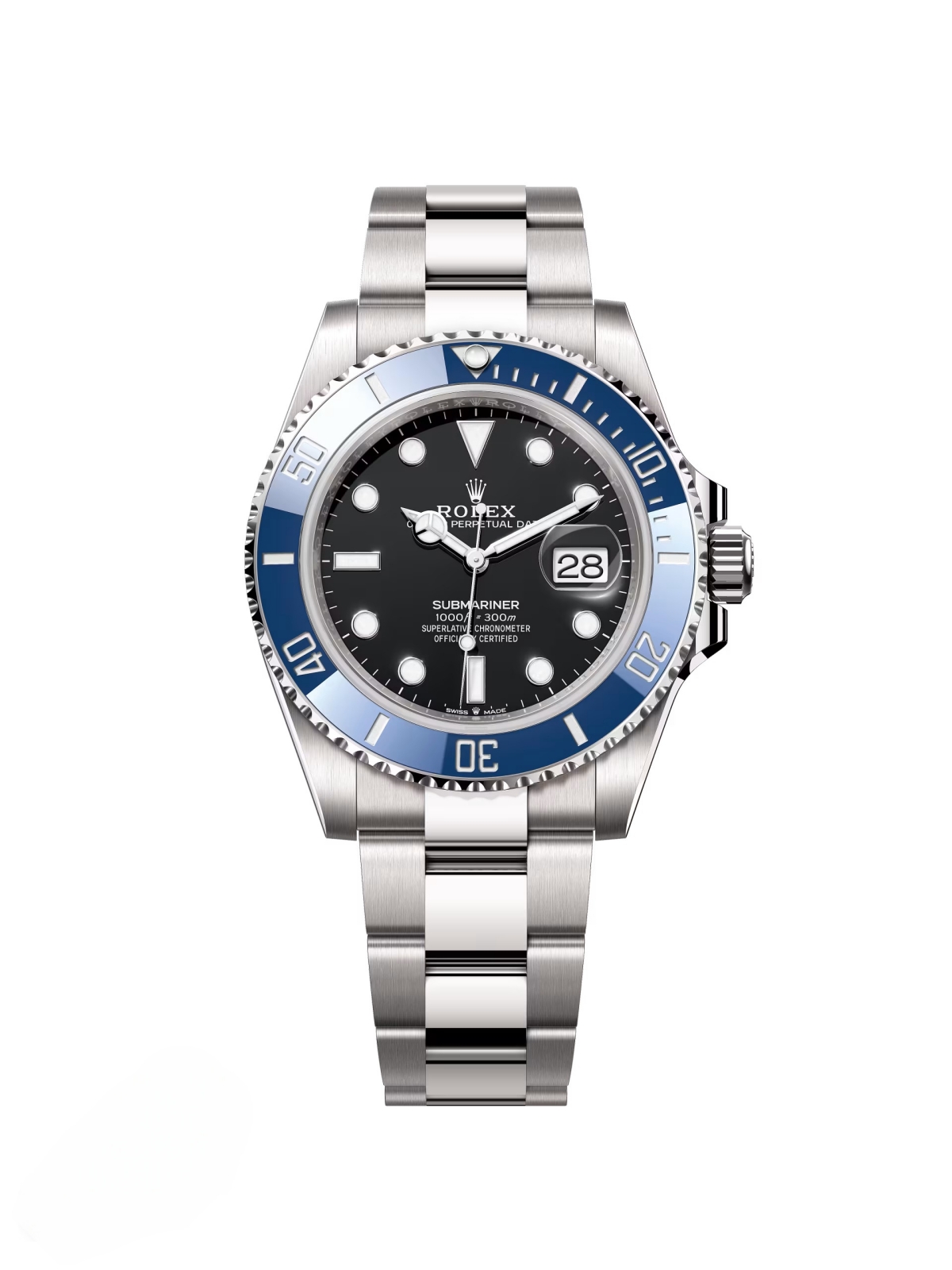 [Super Clone]Rolex White Gold Submariner Date Watch - The Blueberry - Blue Bezel - Black Dial (Ref # 126619LB)