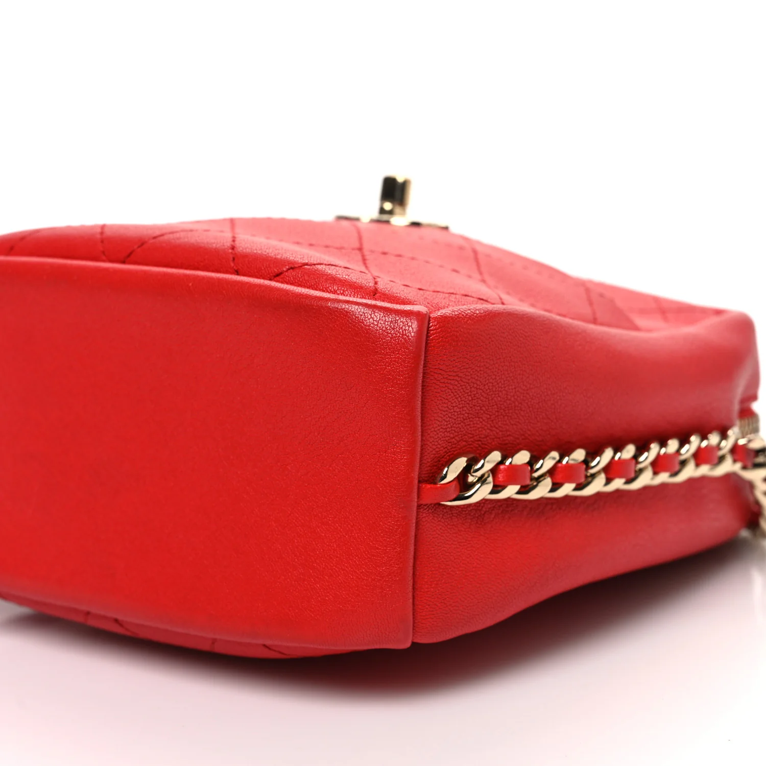 Goatskin Stitched Casual Trip North South Camera Case Red